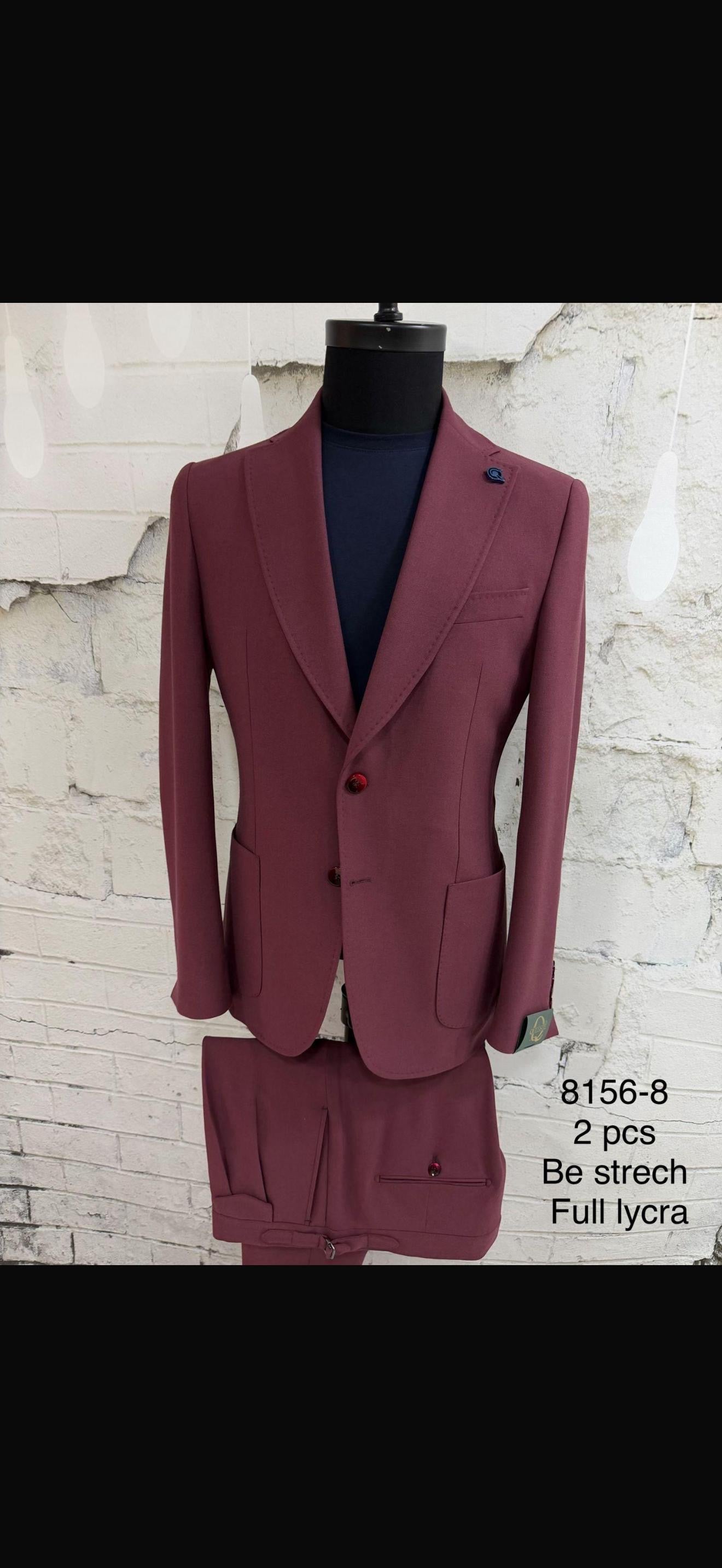 Men’s Burgundy Notch Lapel 2-Piece Suit