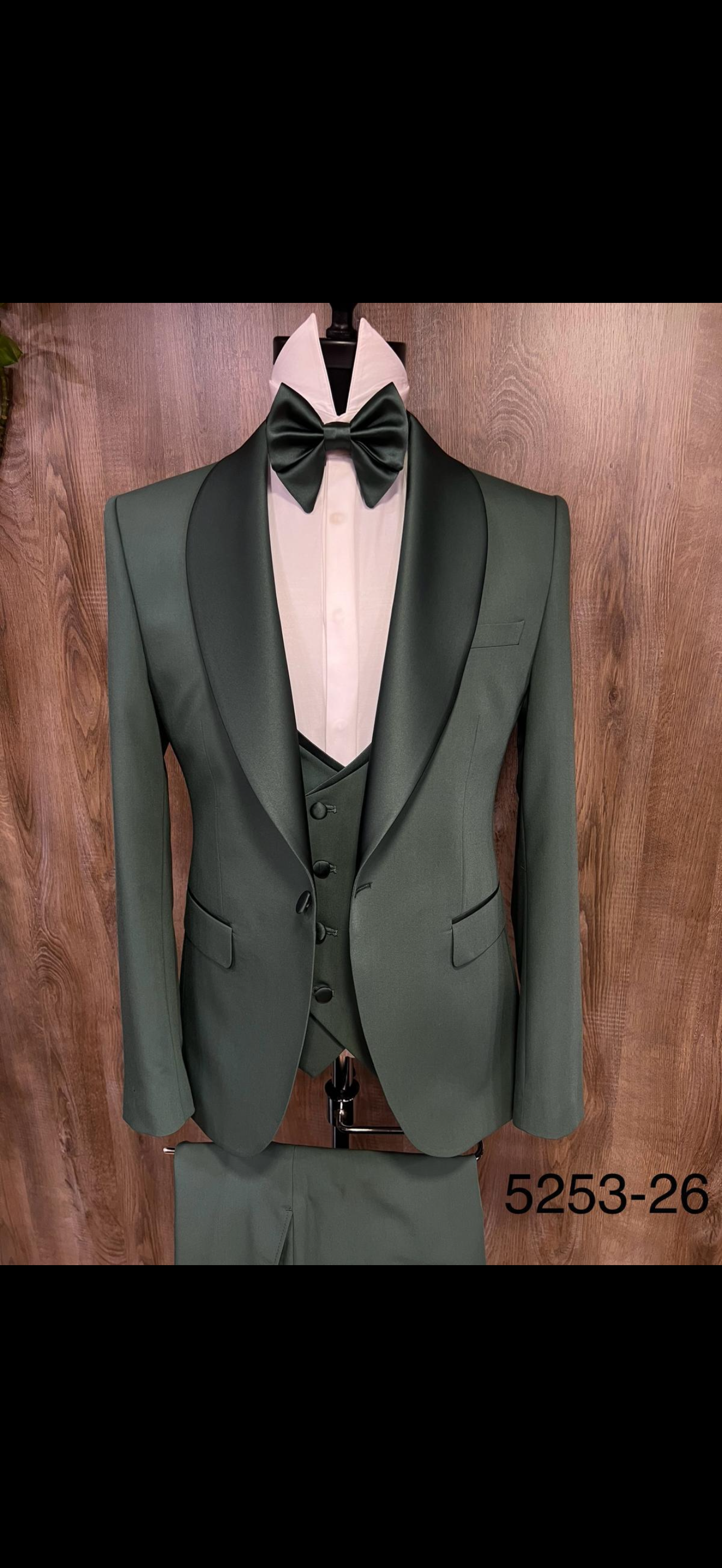 Men’s Sage Green Solid Shawl Lapel Tuxedo