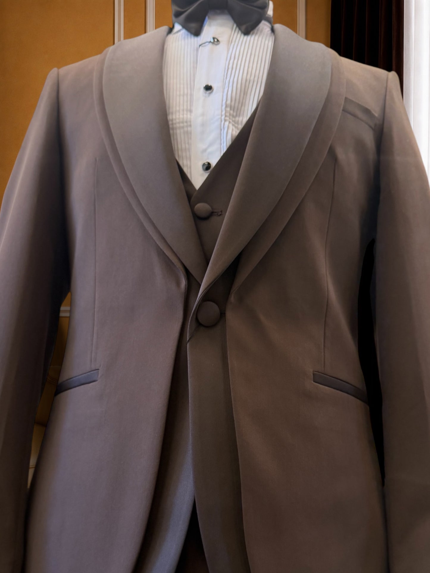 Men’s Brown Satin shawl Lapel Tuxedo with Trim