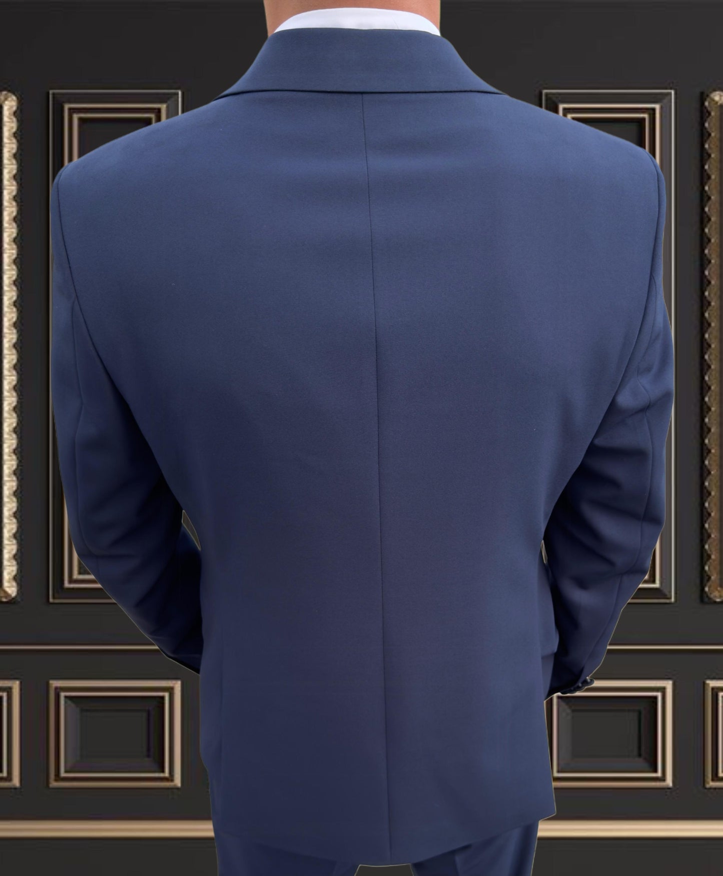 Men’s Navy Blue Tuxedo with Satin Peak Lapel | Super Stretch Premuim Fabric