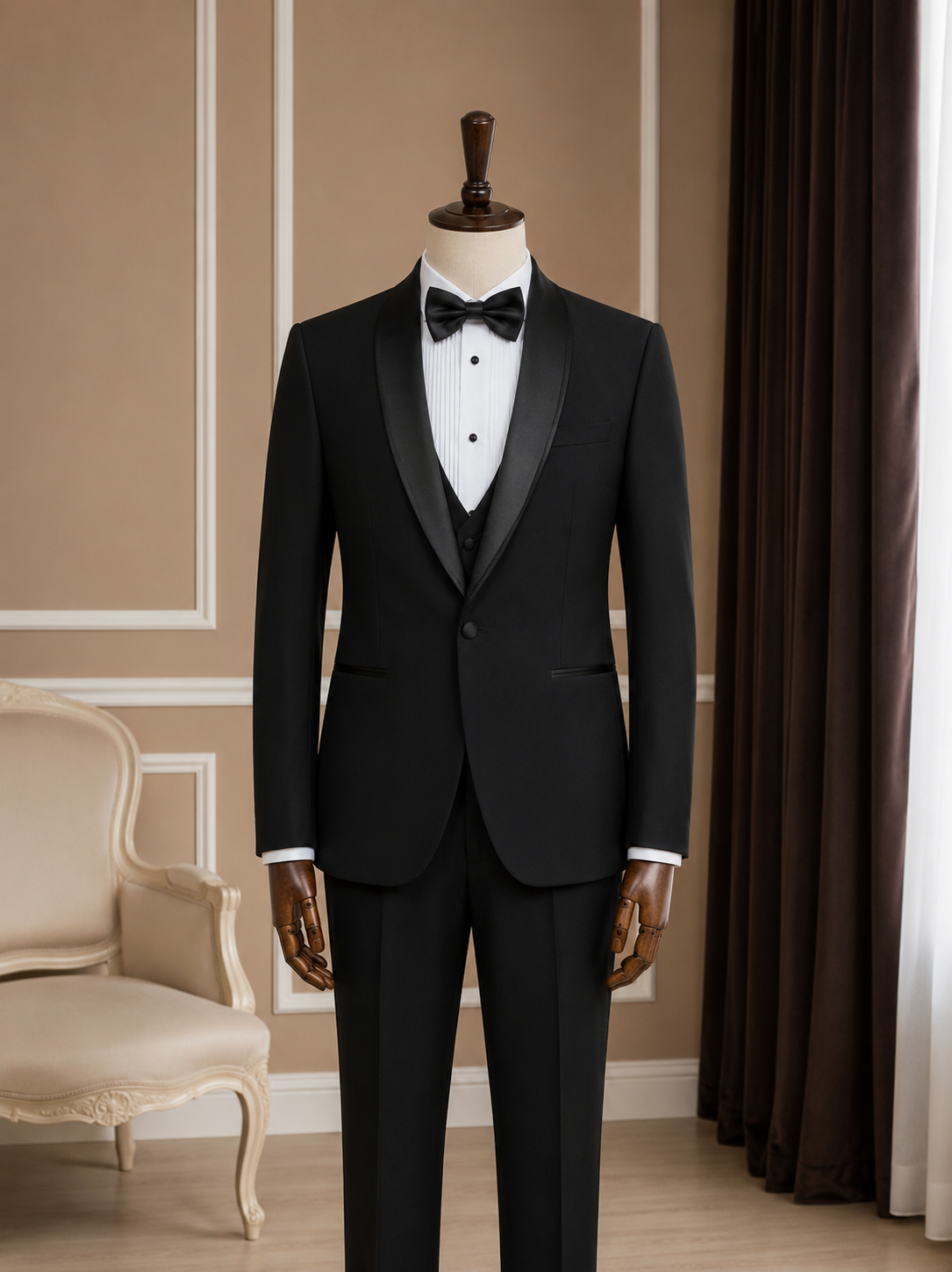 Men’s Black Double Shawl Lapel Tuxedo