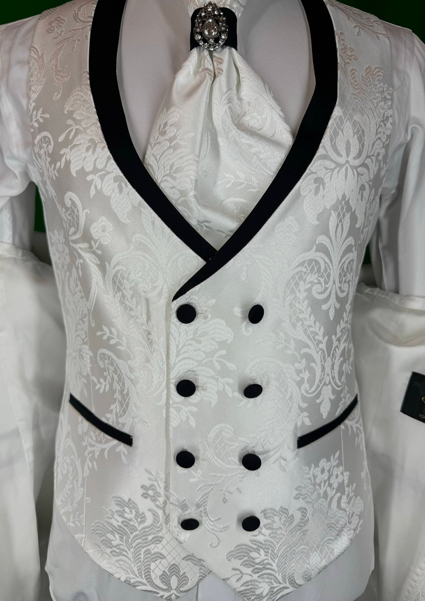 Men's White Floral Design Tuxedo with Peak Lapel | Weddings & Special Events