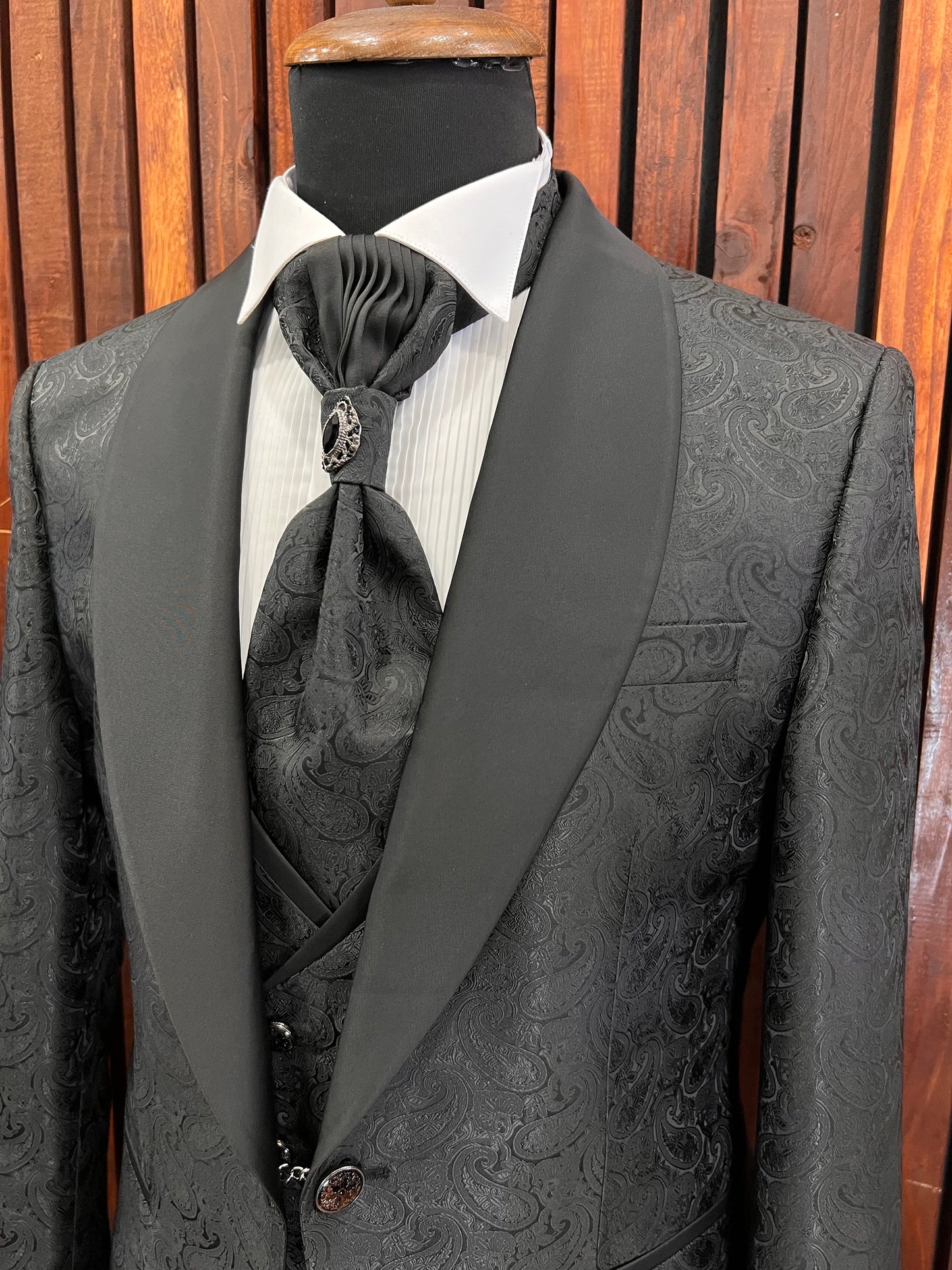 Men's Black Shawl Lapel Tuxedo | Formal Wear for Weddings & Galas