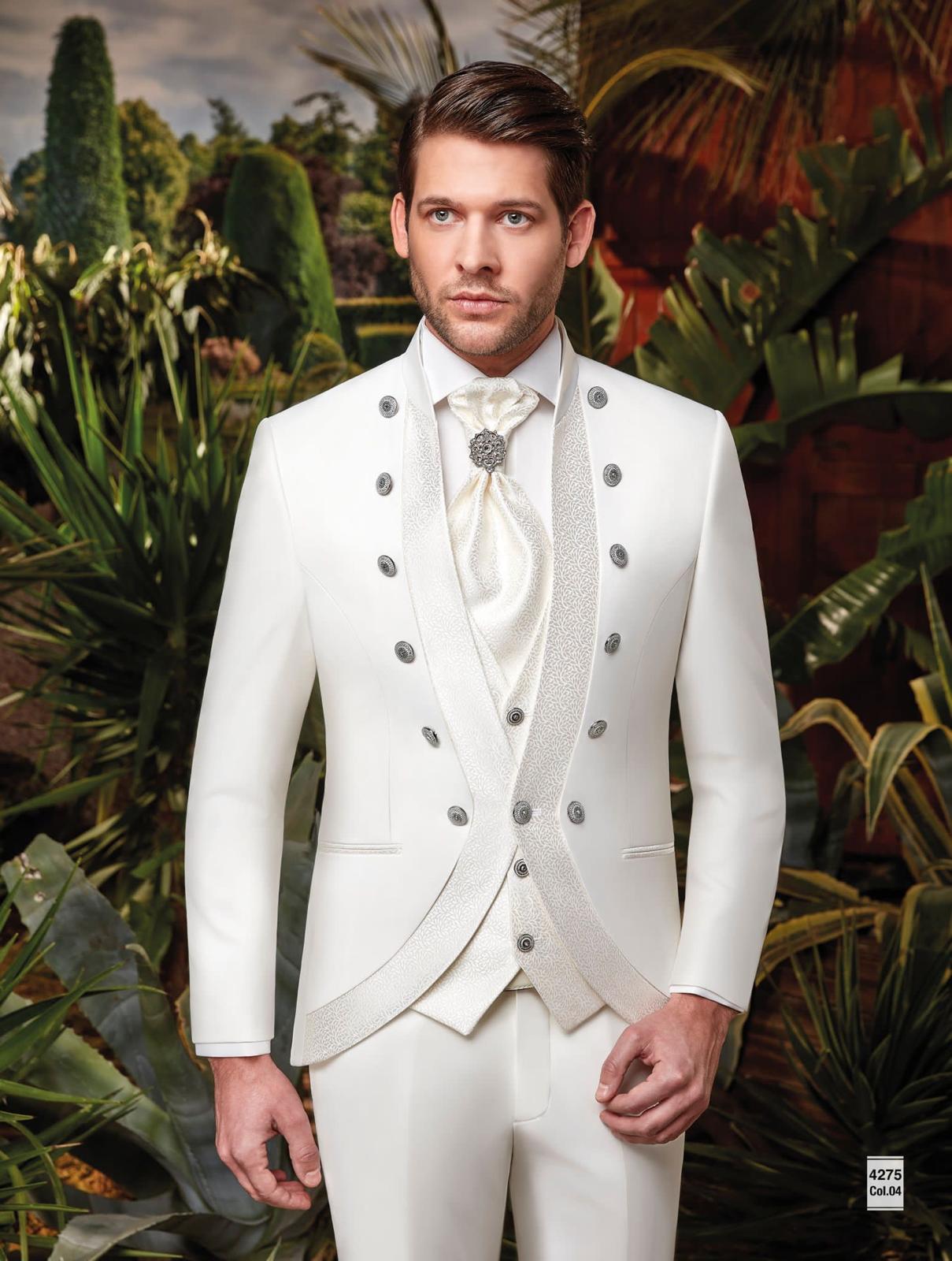 Mens All White Tuxedo | Mandarin Collar Tuxedo | Wedding & Special Events