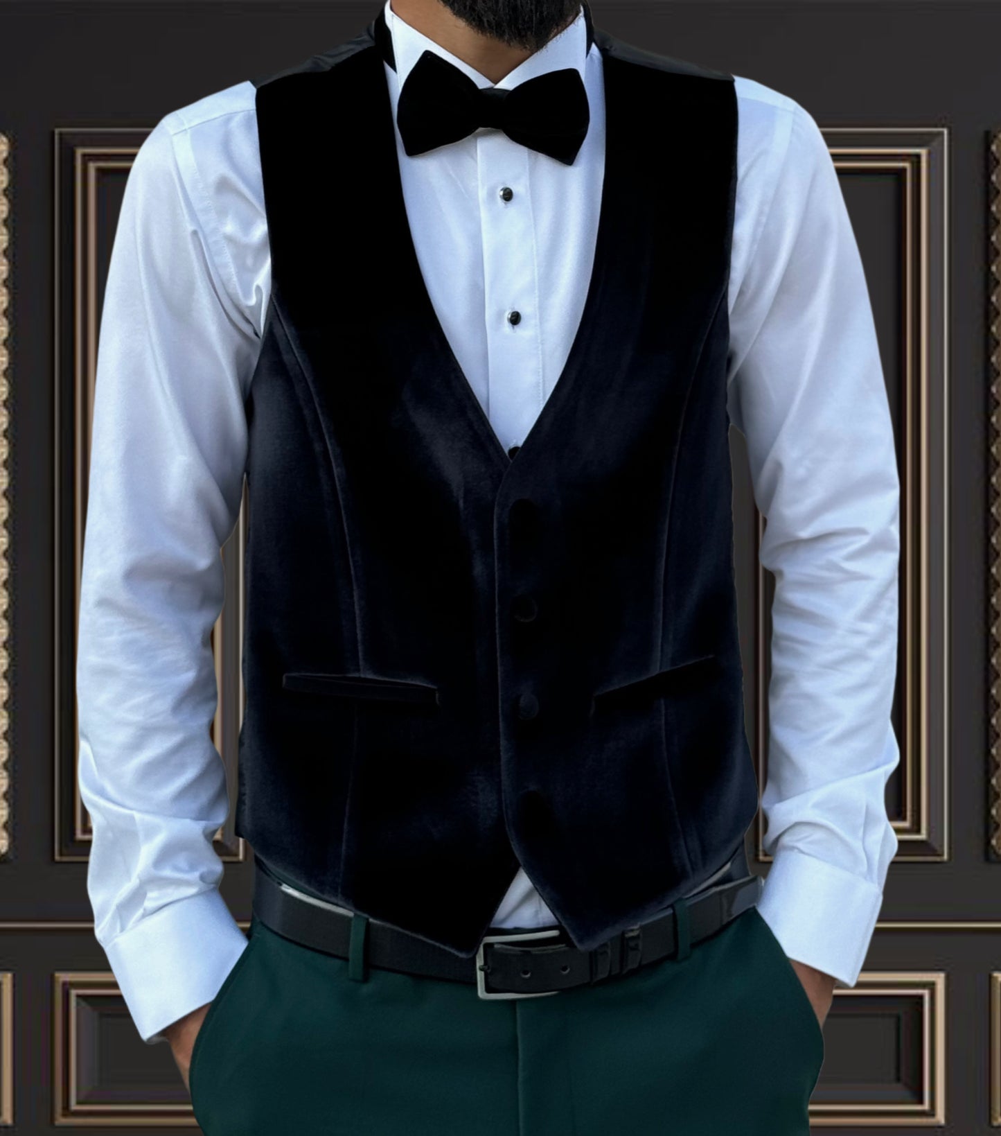 Green Wedding Tuxedo Velvet peak lapel