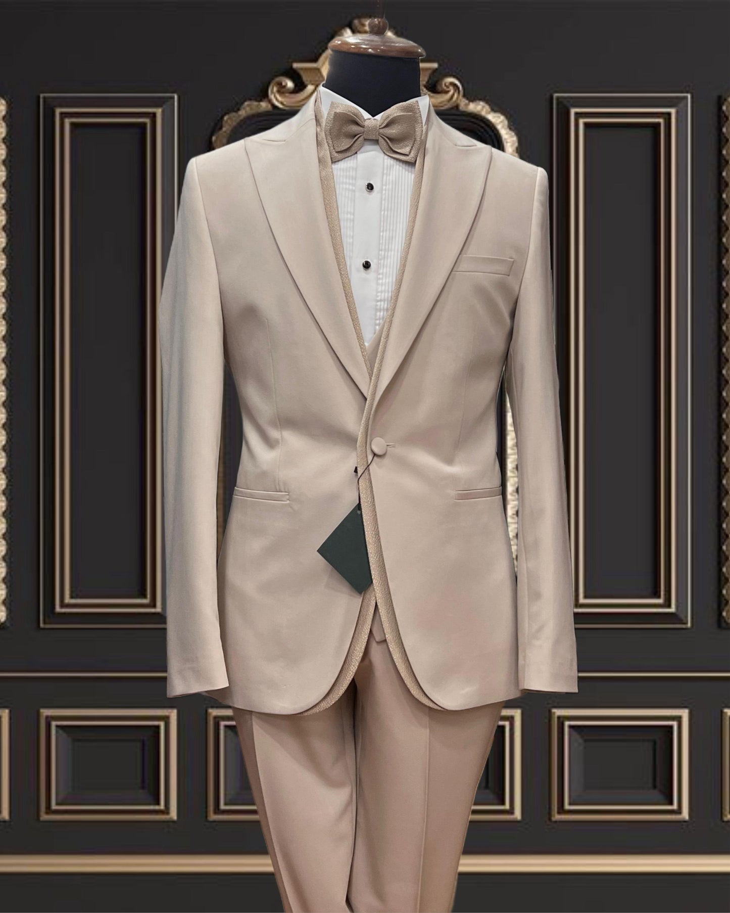Luxury Beige Champagne Tuxedo with Glitter
