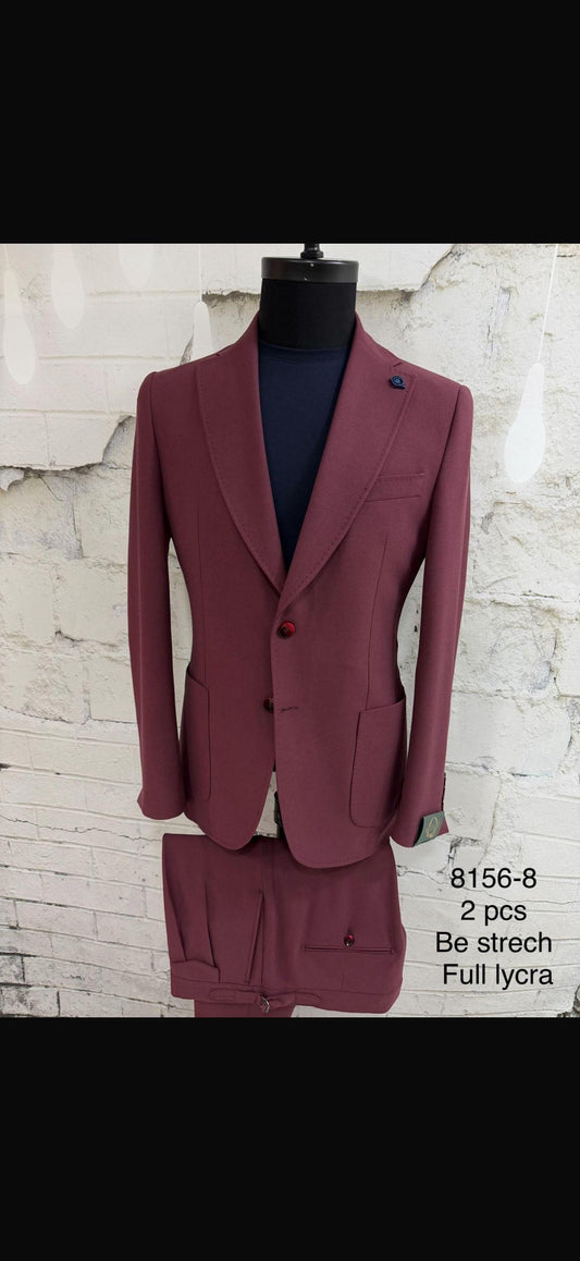Men’s Burgundy Notch Lapel 2-Piece Suit