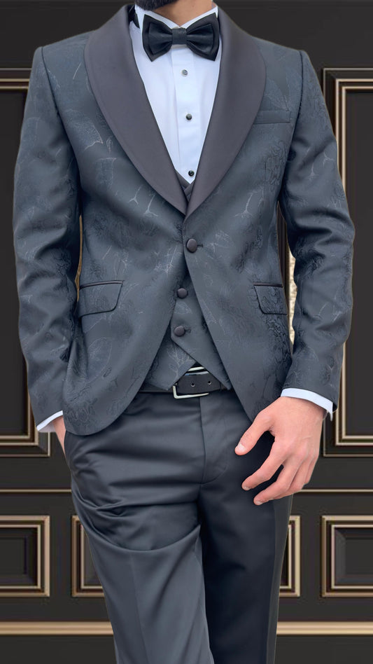 Men's Black Jacquard Tuxedo Shawl Lapel