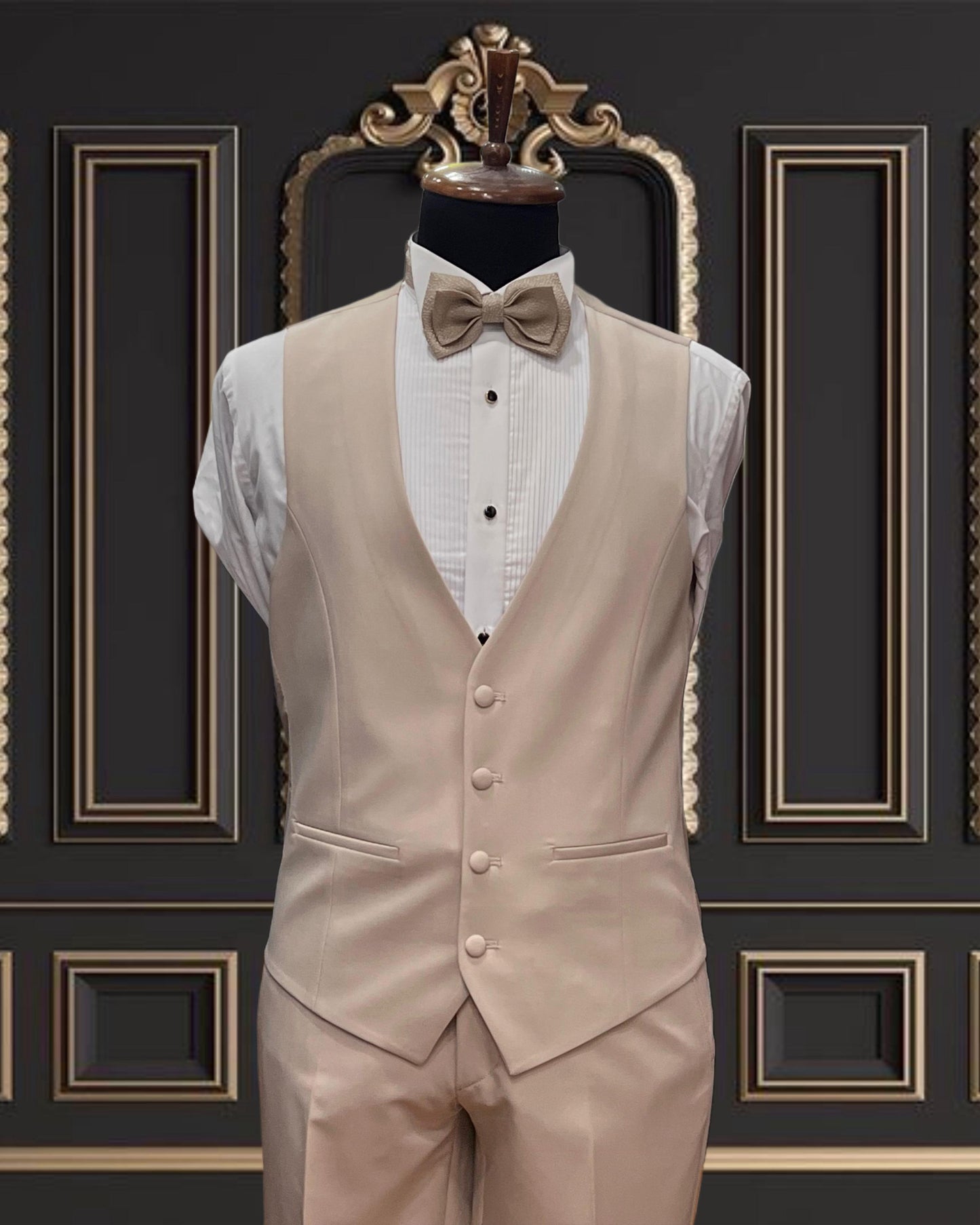 Luxury Beige Champagne Tuxedo with Glitter