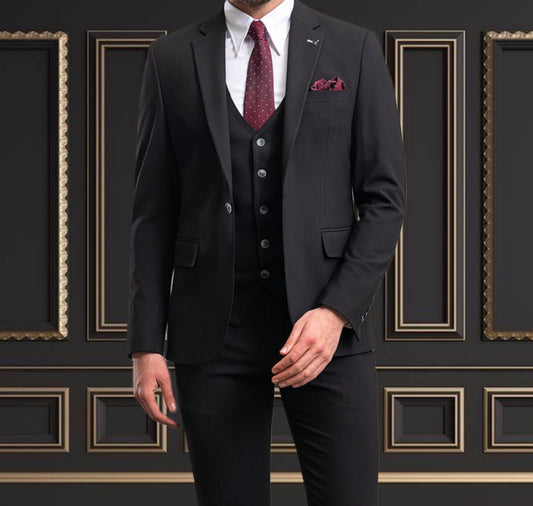 Black Suit | 3 Piece Slim Fit Suit | premium 4 way stretch