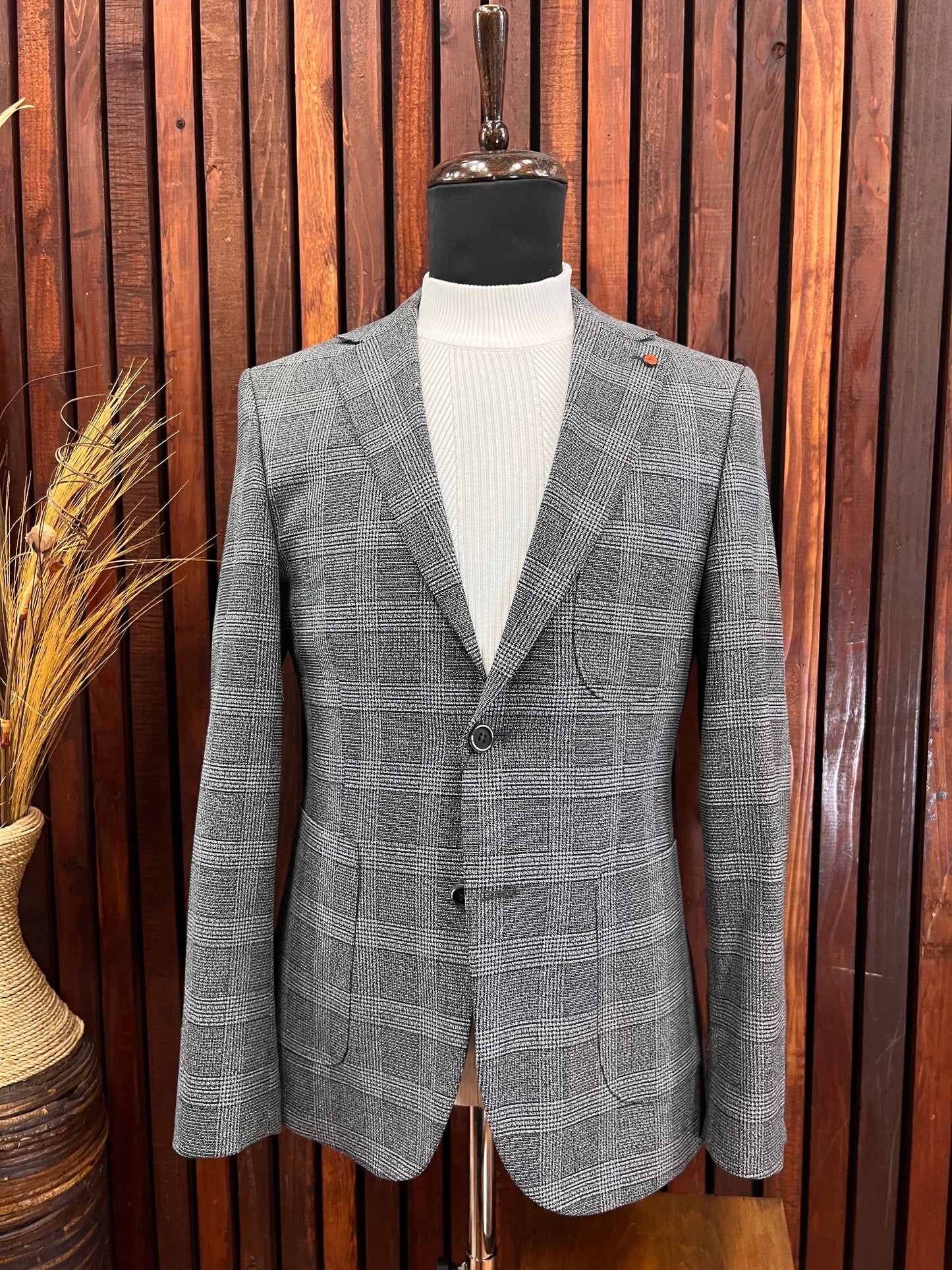 Men’s Slim Fit Gray Checkered Blazer | Sport Jacket