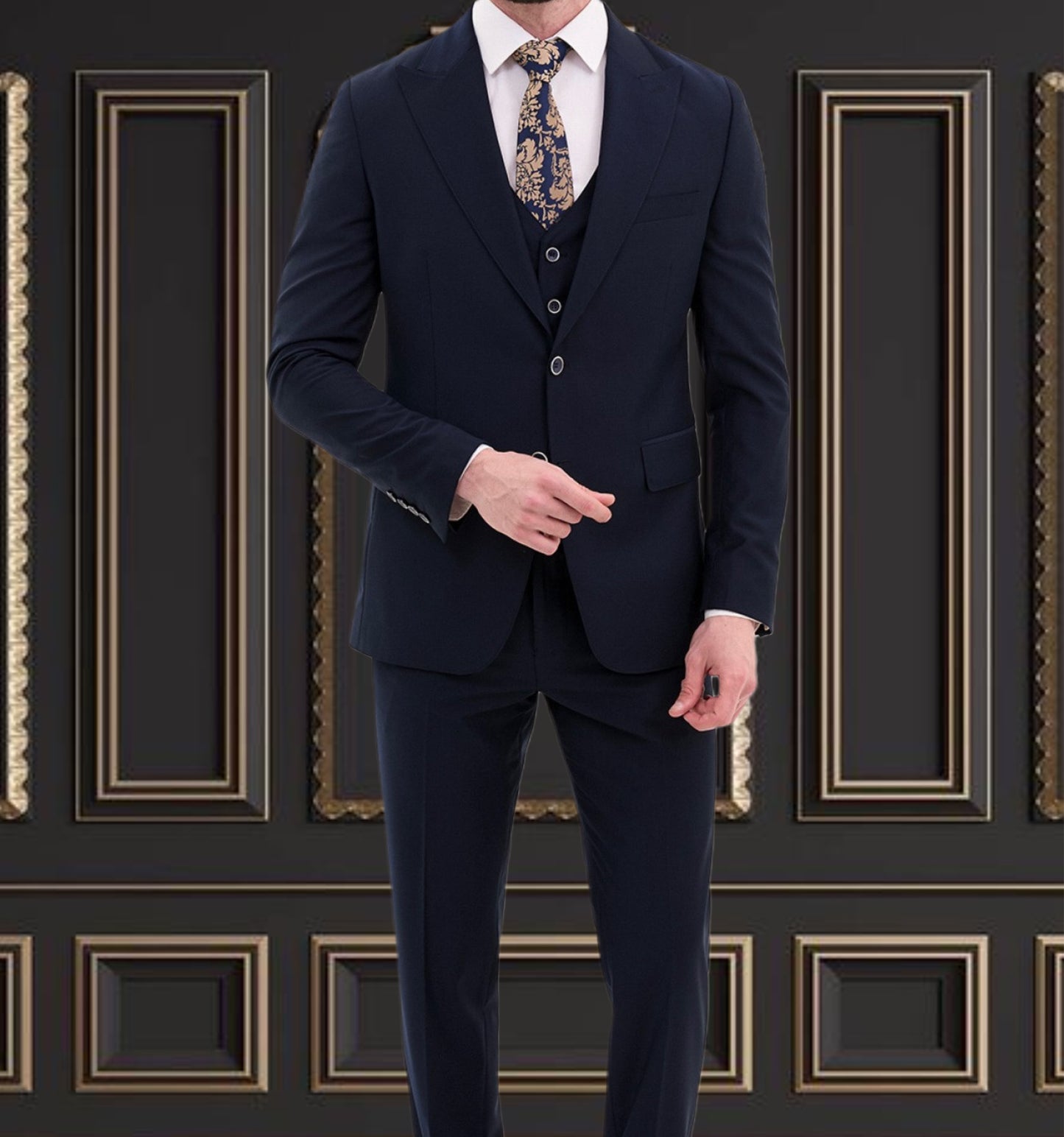 Dark Blue Suit | 3 Piece Slim Fit Suit | premium 4 way stretch