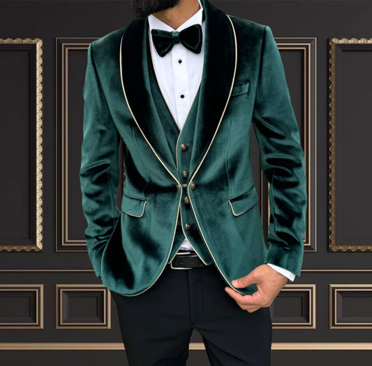 Emerald Green Velvet Wedding Tuxedo