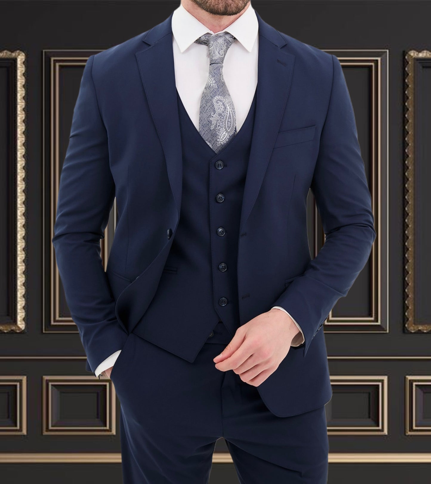 Dark Blue Suit | 3 Piece Slim Fit Suit | premium 4 way stretch