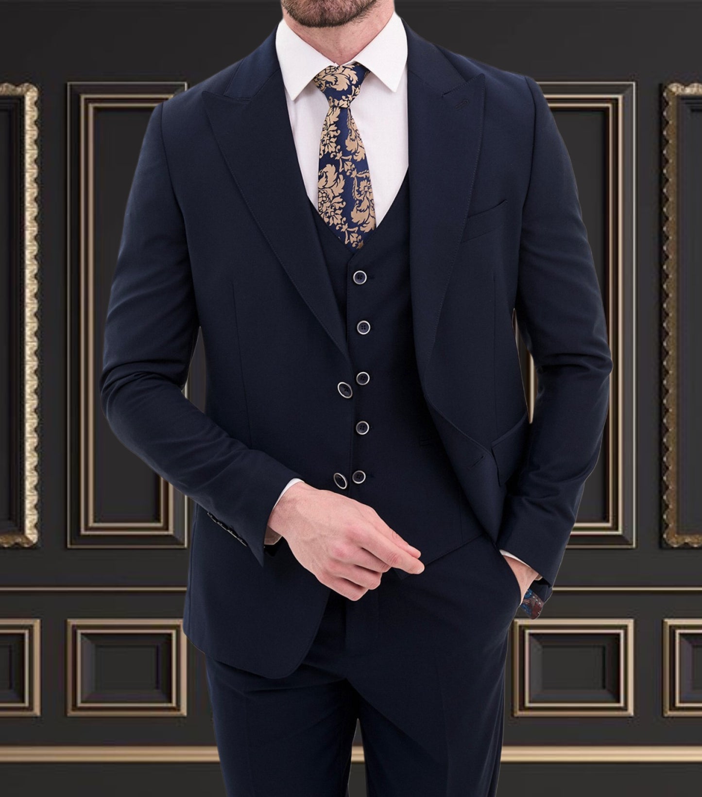 Dark Blue Suit | 3 Piece Slim Fit Suit | premium 4 way stretch