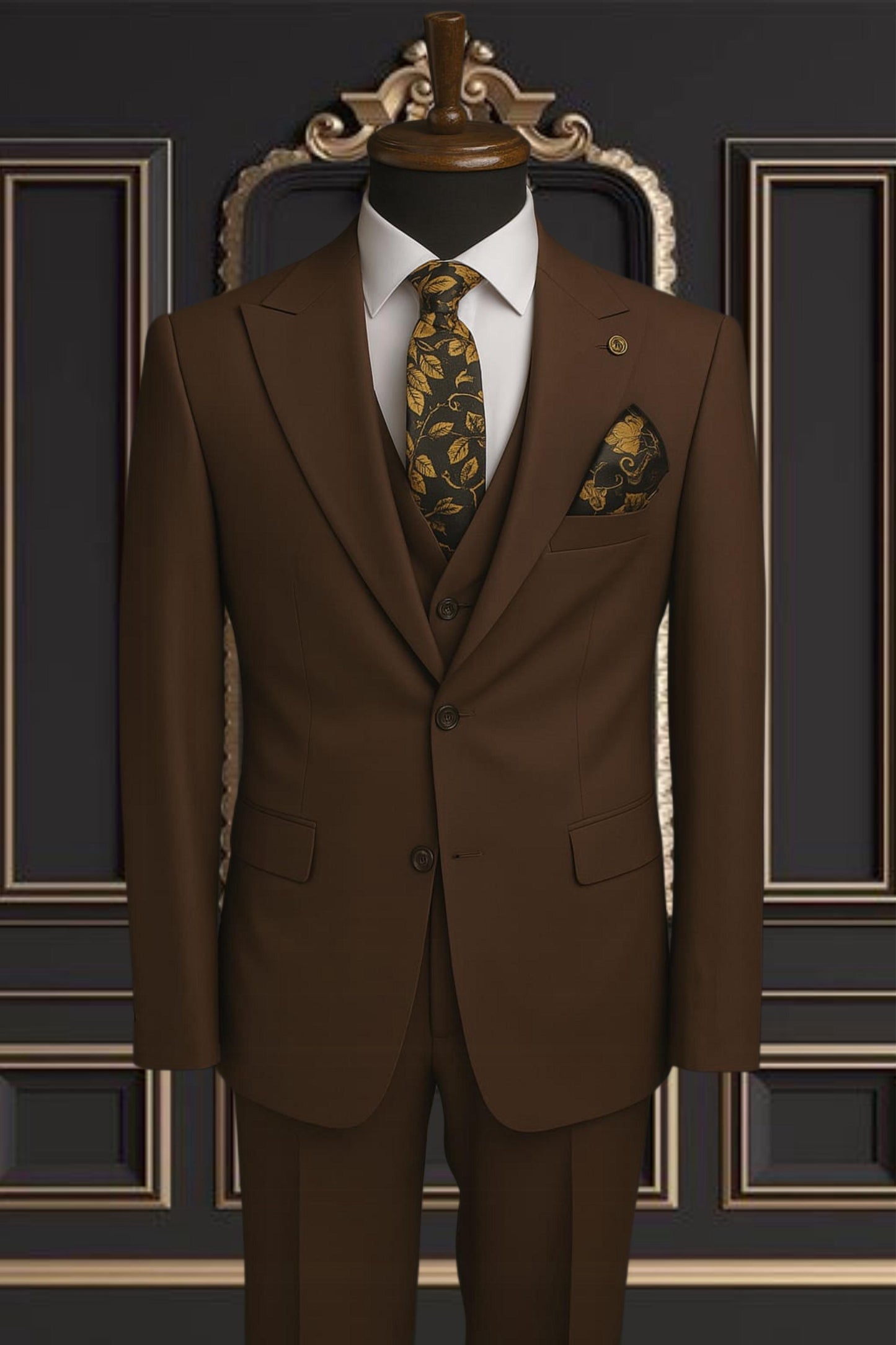 Men's Brown 3 Piece Suit | Slim Fit Peak lapel Suit