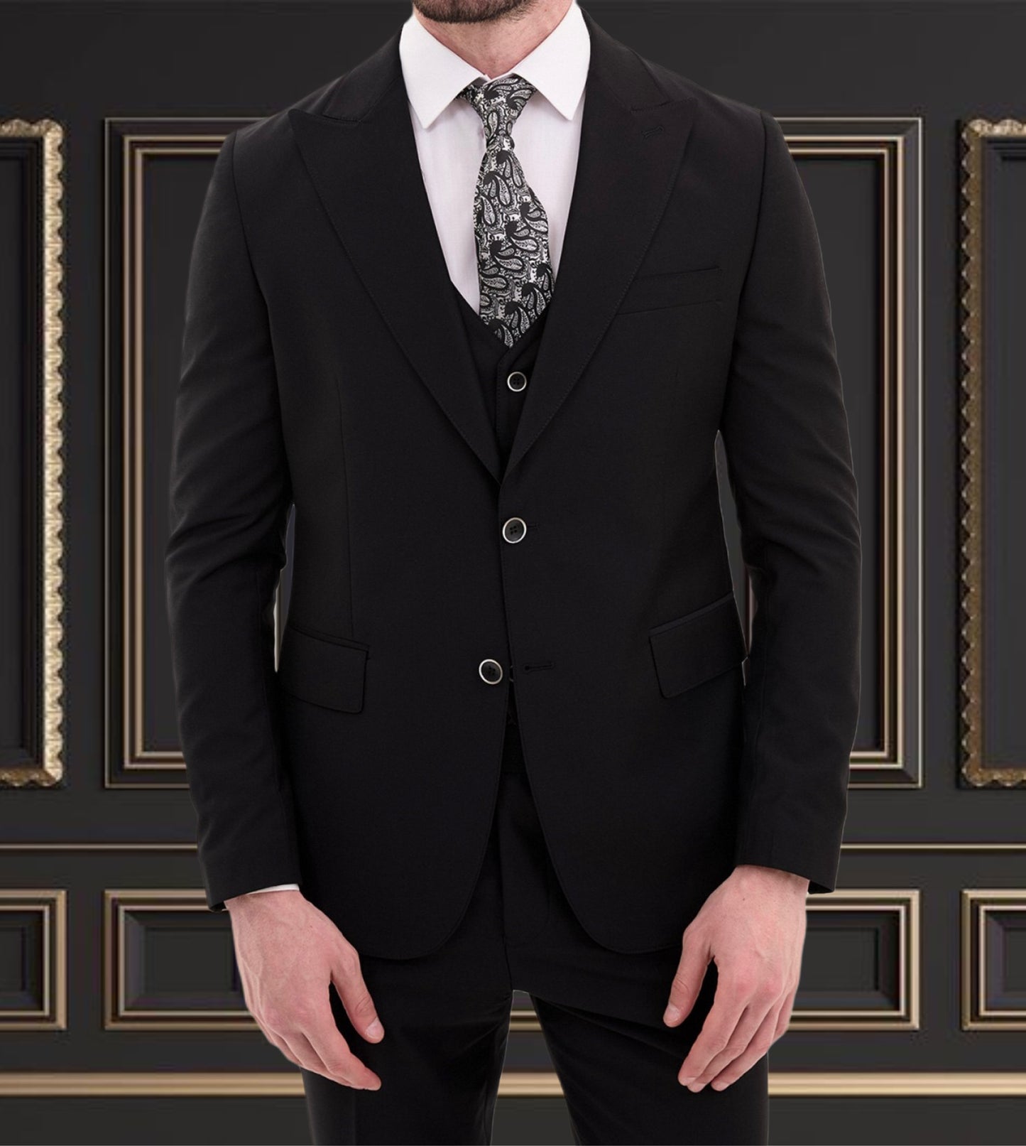 Black Suit | 3 Piece Slim Fit Suit | premium 4 way stretch