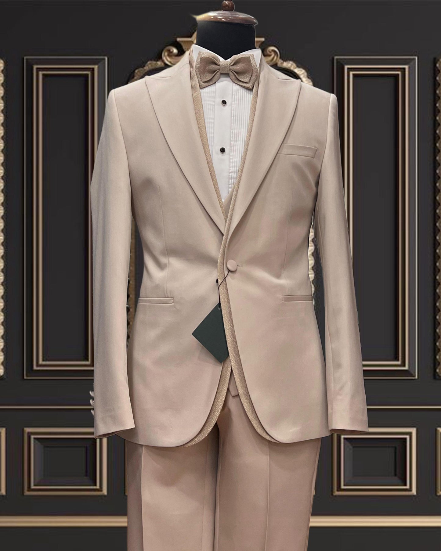 Luxury Beige Champagne Tuxedo with Glitter