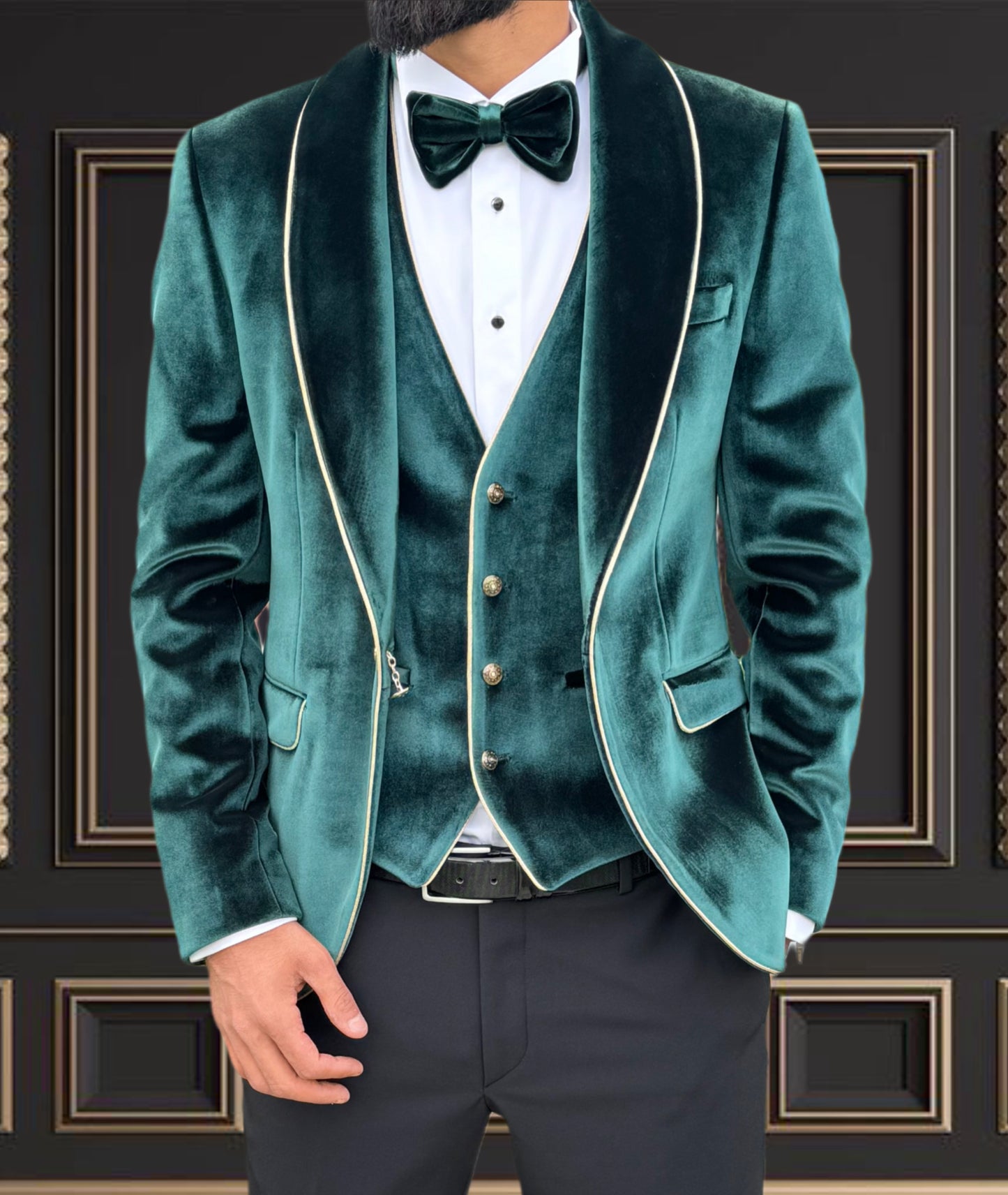 Men's Emerald Green Velvet Tuxedo | Formalwear for Weddings & Proms