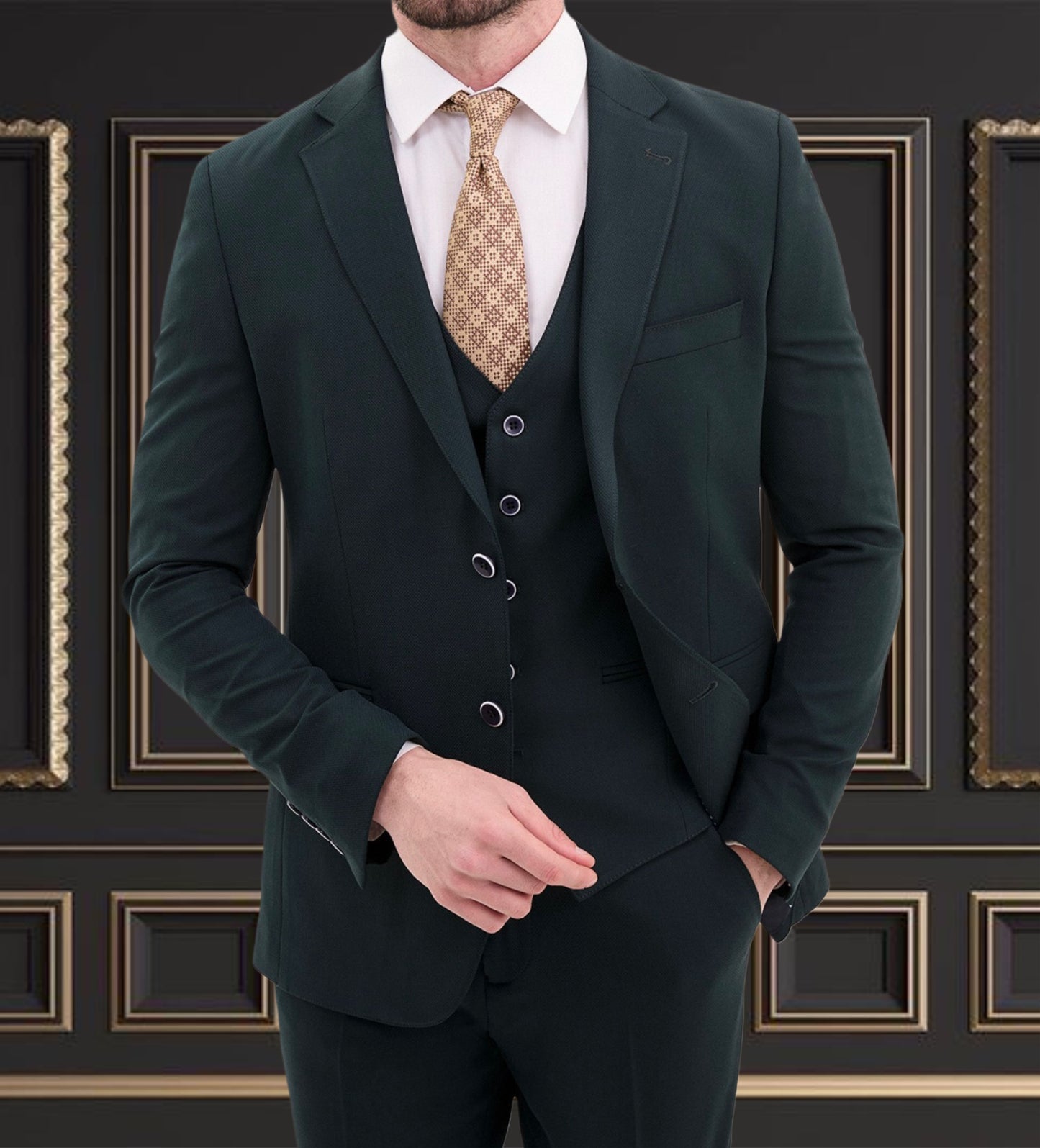 Emerald Color Suit | 3 Piece Slim Fit Suit | premium 4 way stretch