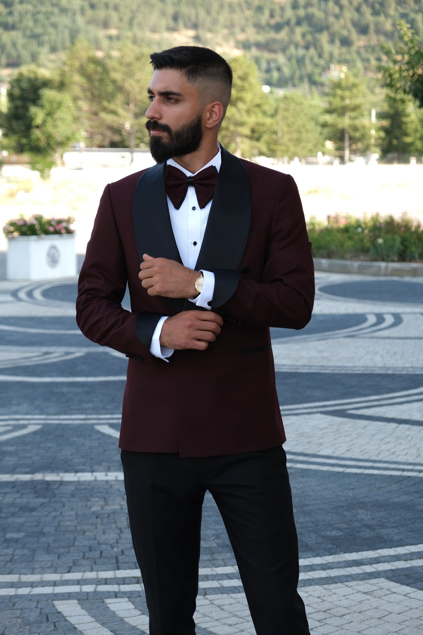 Premium Slim Fit Burgundy color Wedding Tuxedo _ Shawl Lapel