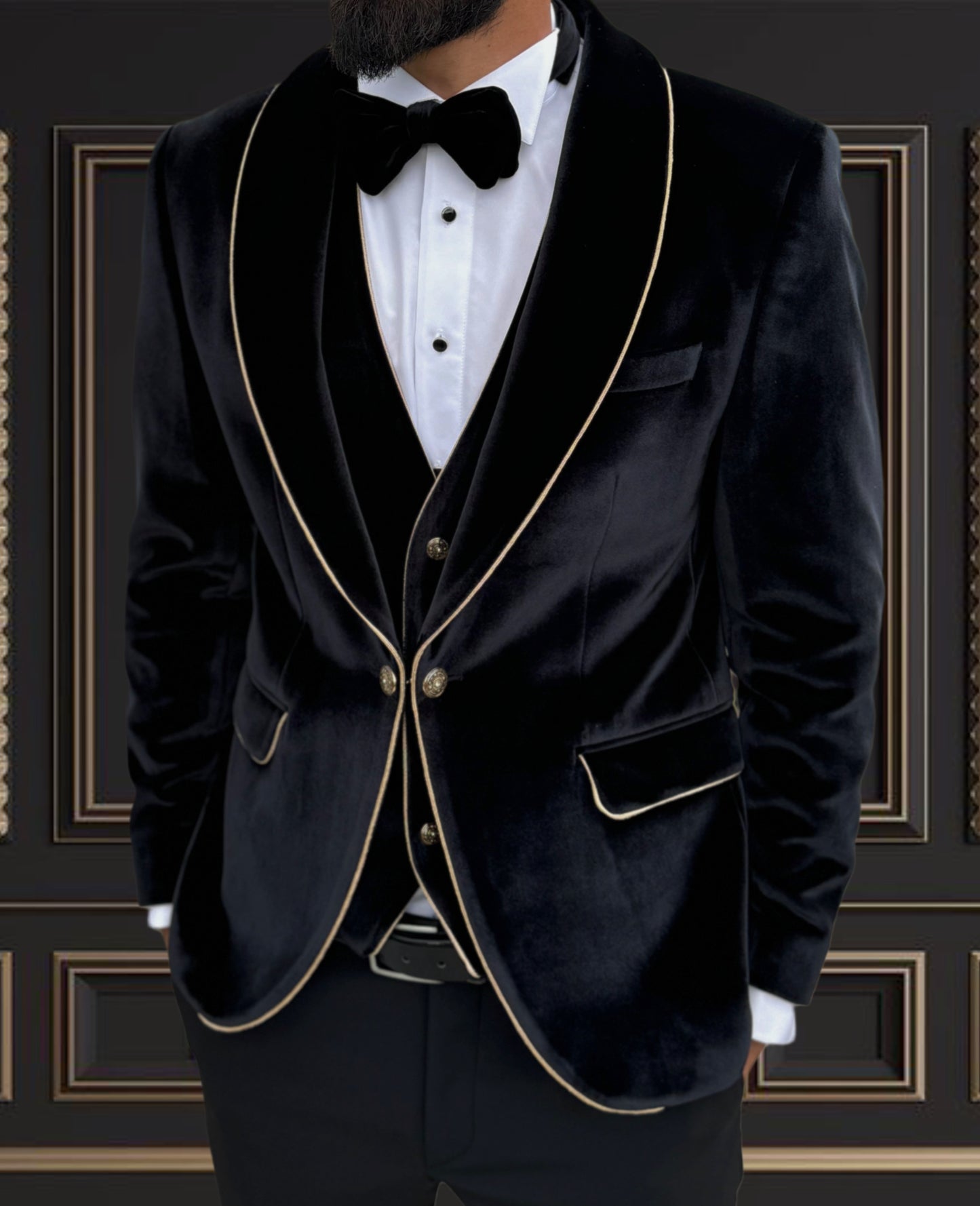 Black Velvet Wedding Tuxedo