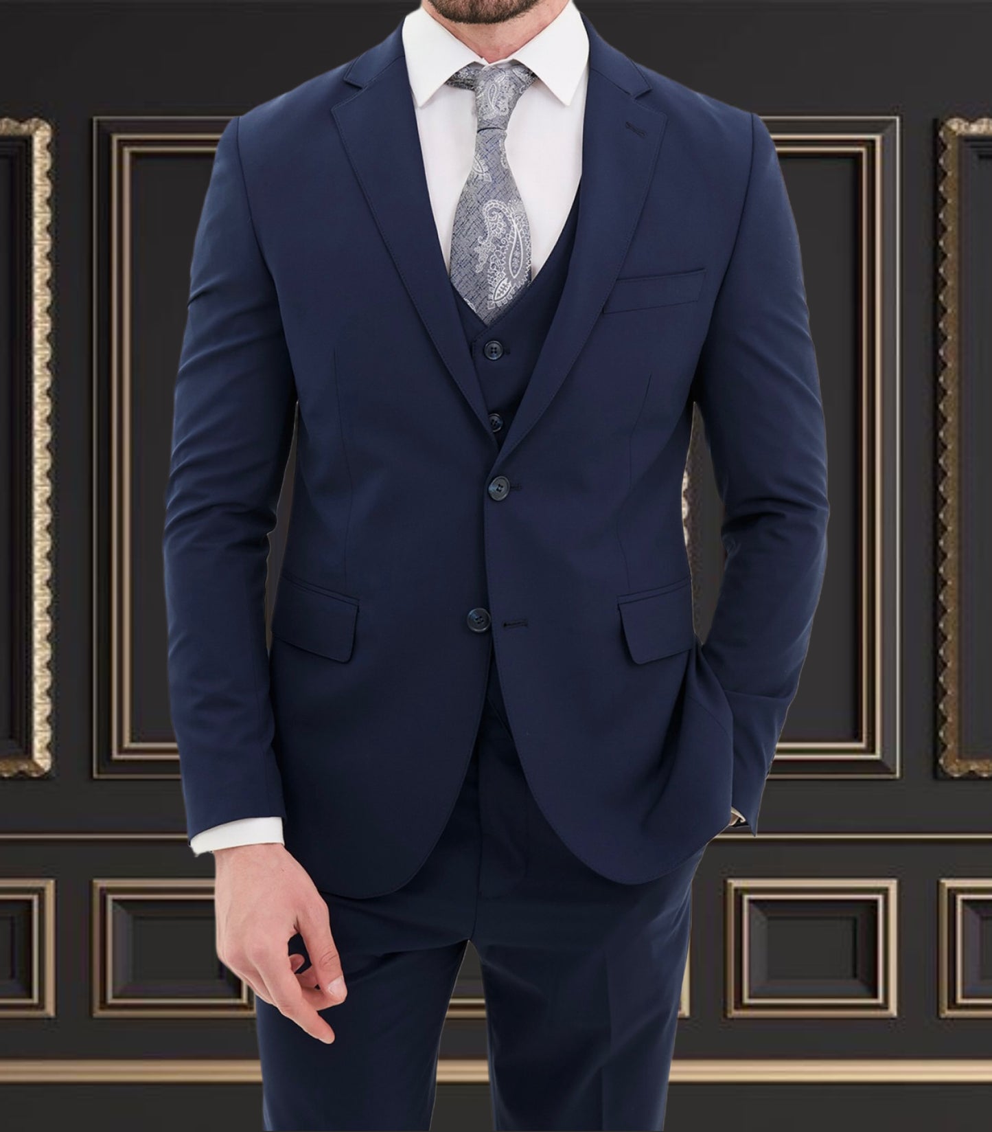 Dark Blue Suit | 3 Piece Slim Fit Suit | premium 4 way stretch