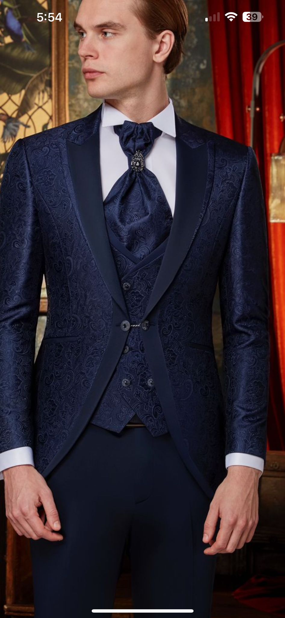 Men's Navy Blue Peak Lapel Tuxedo | for Weddings & Galas