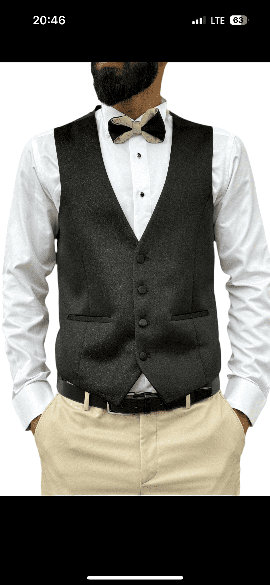 Men's Beige Tuxedo with Black Shawl Lapel & Glitter Accents | Weddings & Events