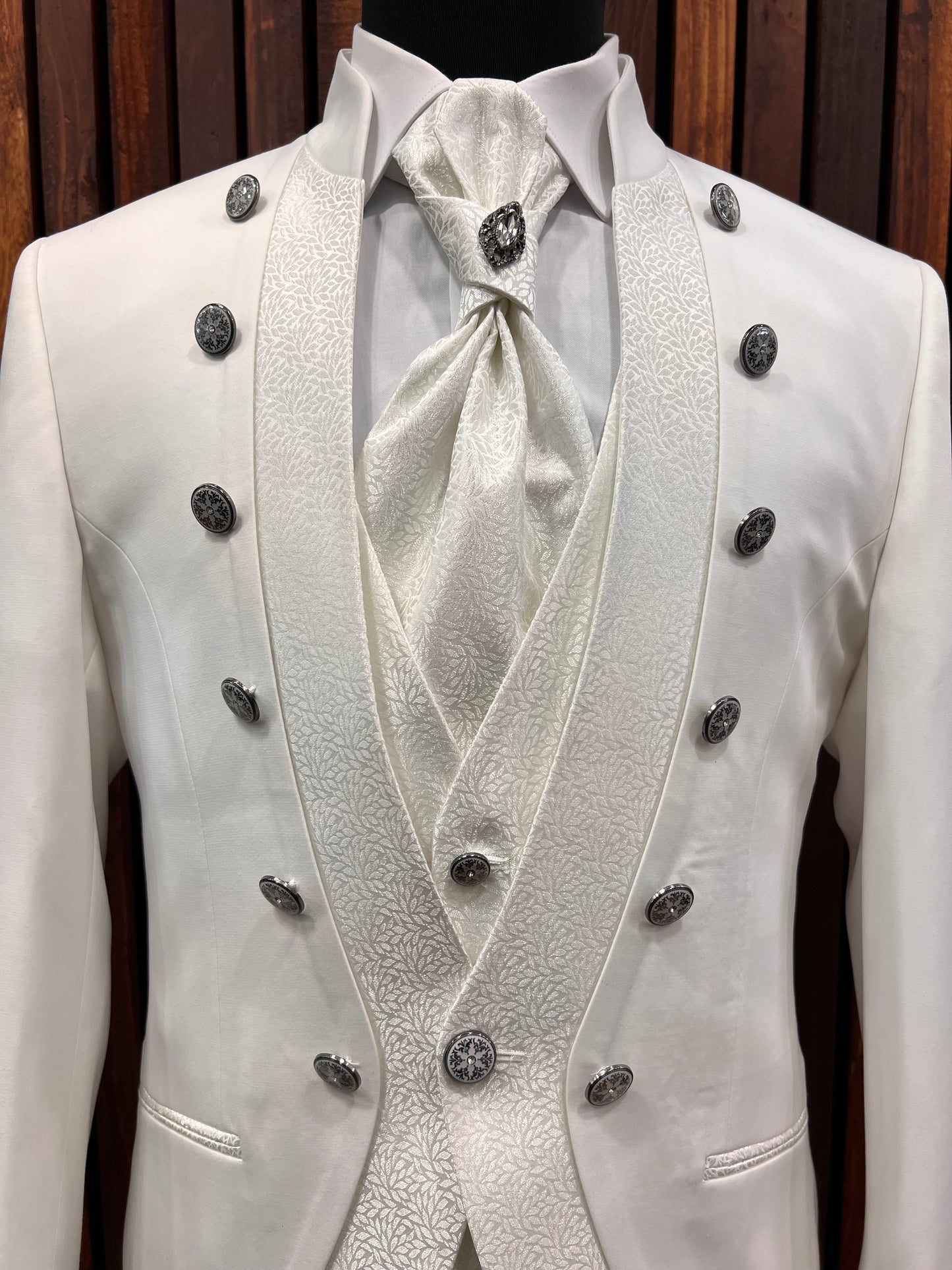 Mens All White Tuxedo | Mandarin Collar Tuxedo | Wedding & Special Events