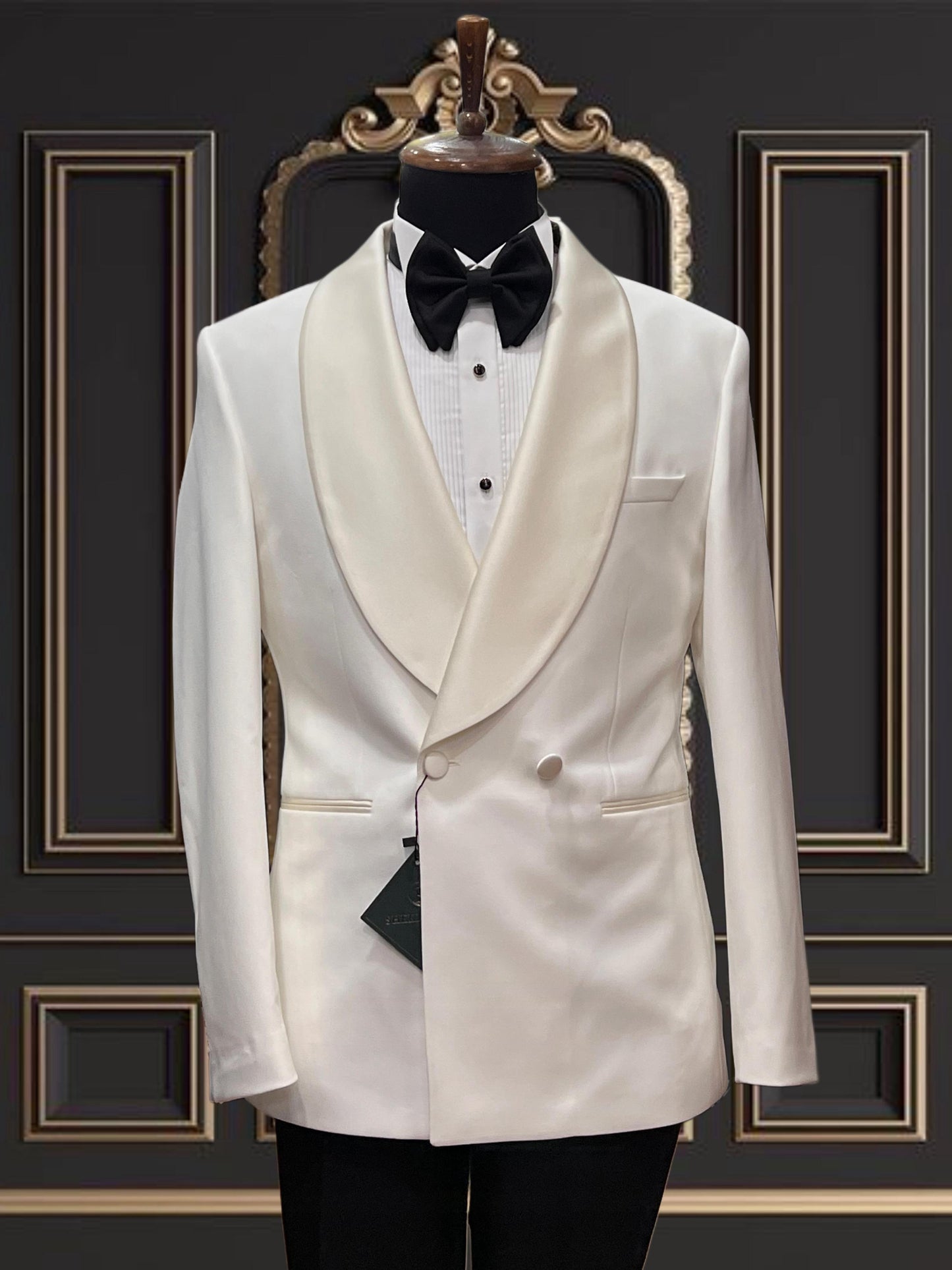 Men’s Off-White (Ivory) Double Breasted Tuxedo with Shawl Lapel