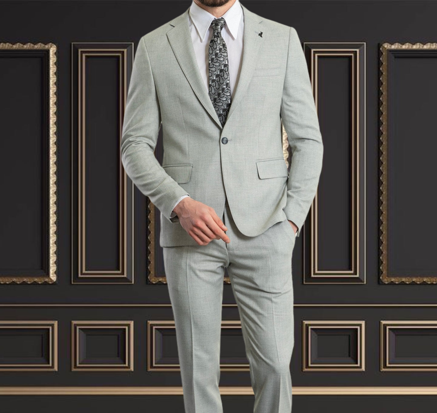 Light Grey Suit | 3 Piece Slim Fit Suit | Wool Fabric