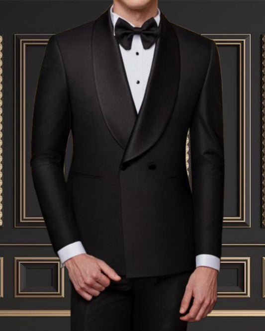 Men’s Black Double Breasted Tuxedo with Shawl Lapel