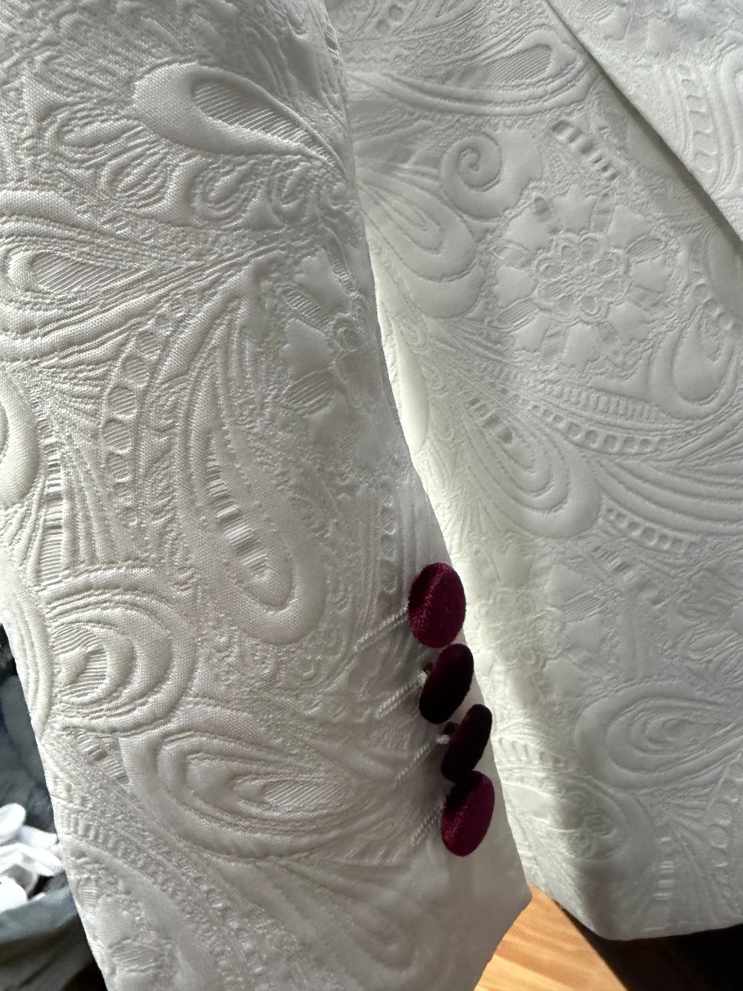 Men’s Burgundy Plum 3-Piece Tuxedo Suit with Velvet Lapel – Formal Wedding & Prom Suit