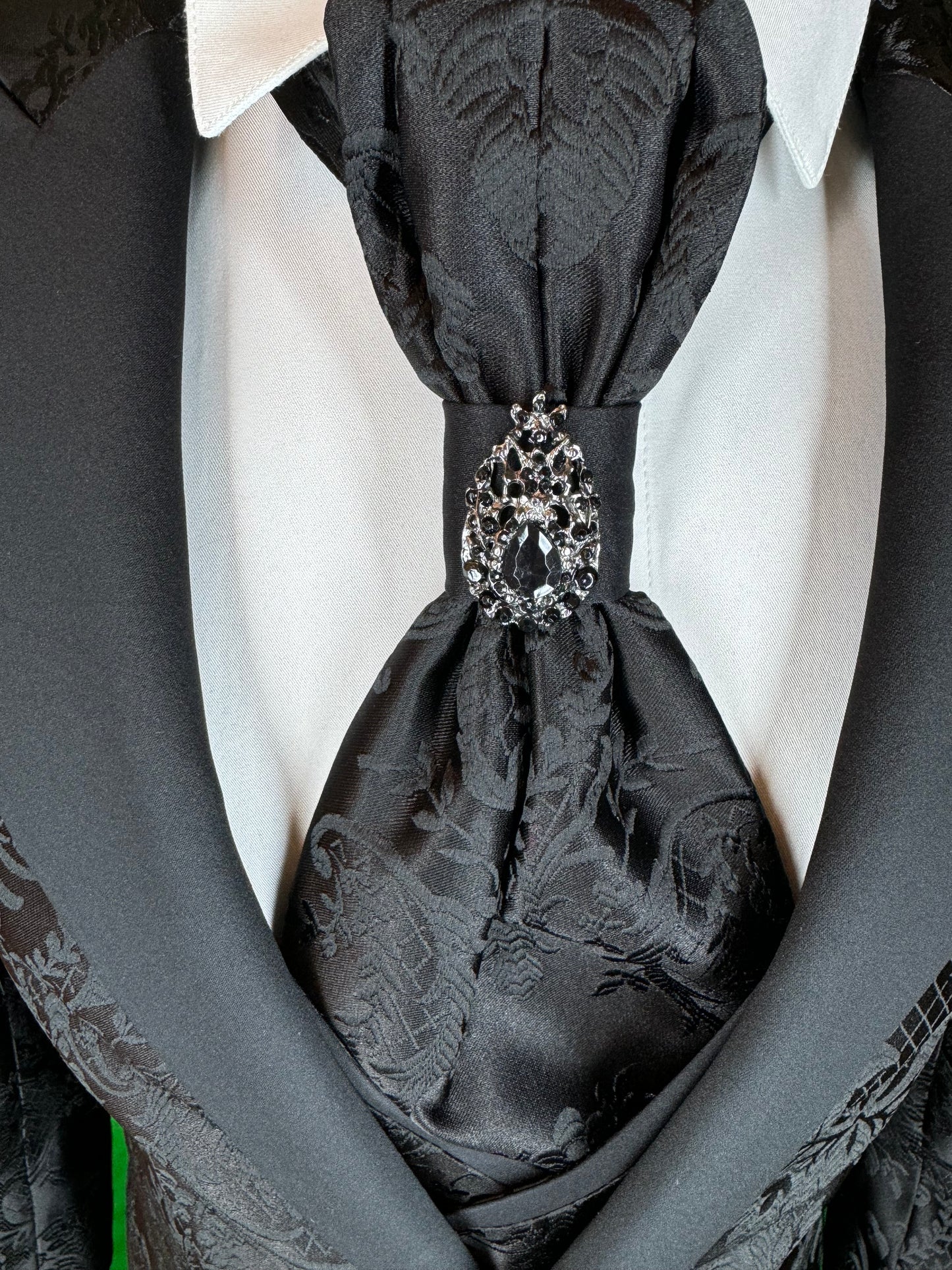 Men's Black Floral Design Tuxedo with Peak Lapel | Weddings & Events