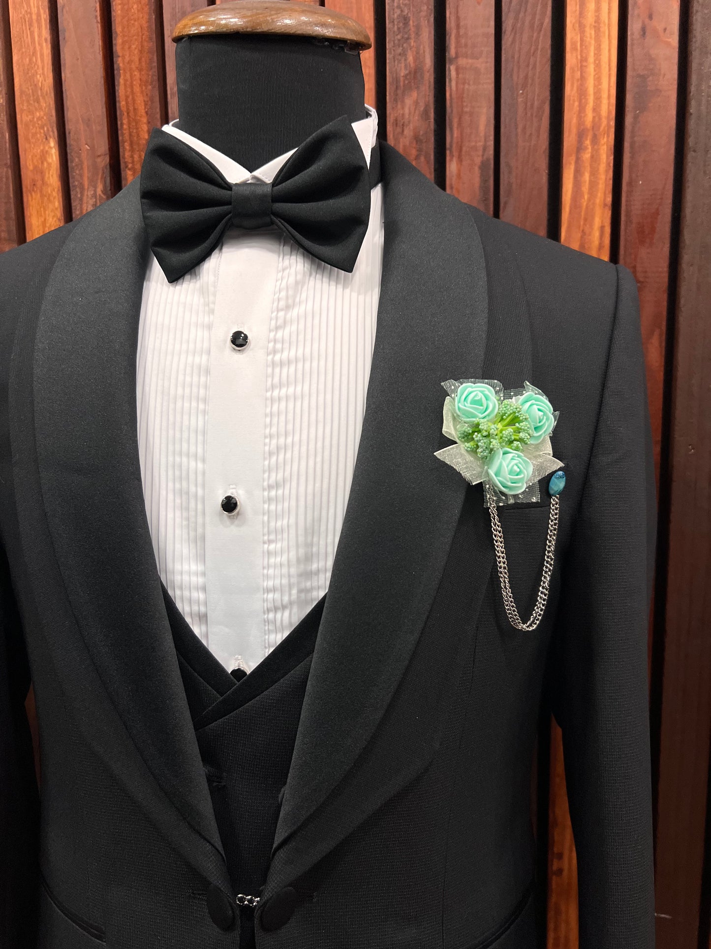 Mens Black Wedding tuxedo with Black Shawl Lapel Slim fit 4 piece Tuxedo | Premium Quality