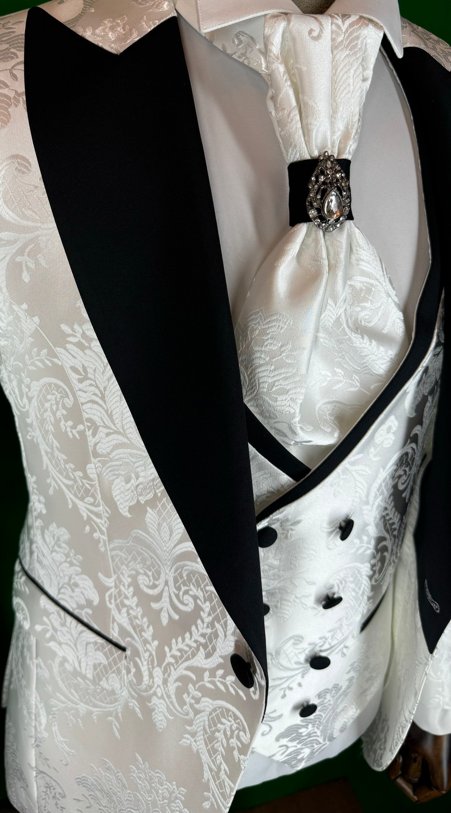 Men's White Floral Design Tuxedo with Peak Lapel | Weddings & Special Events