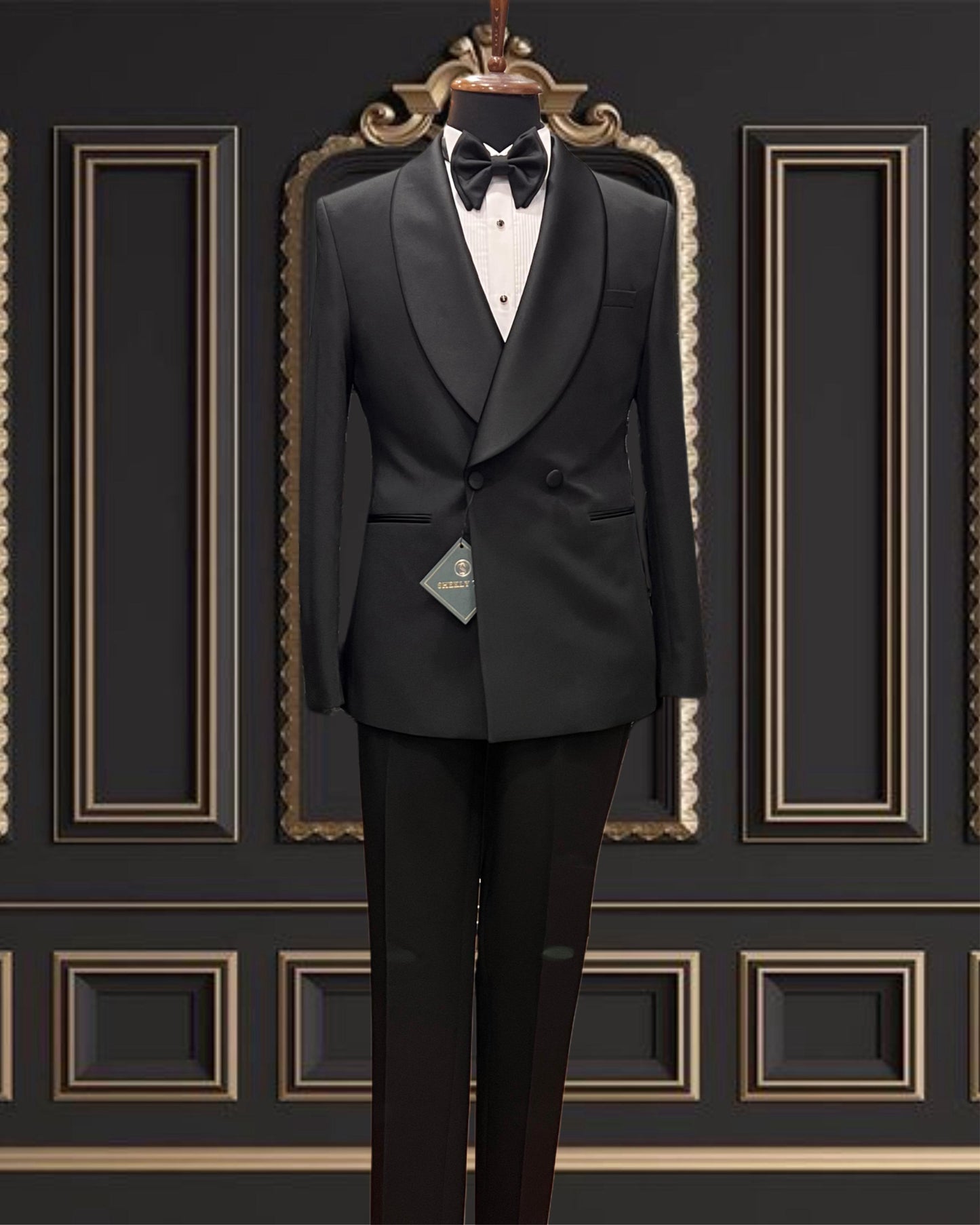 Men’s Black Double Breasted Tuxedo with Shawl Lapel