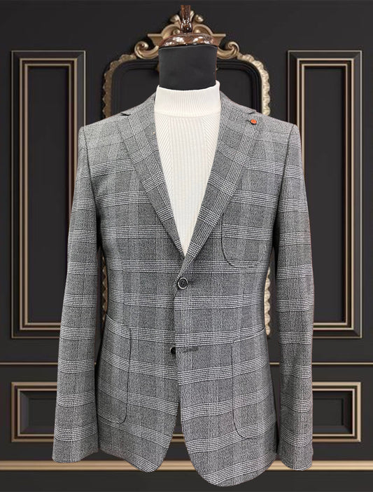 Men’s Slim Fit Gray Checkered Blazer | Sport Jacket