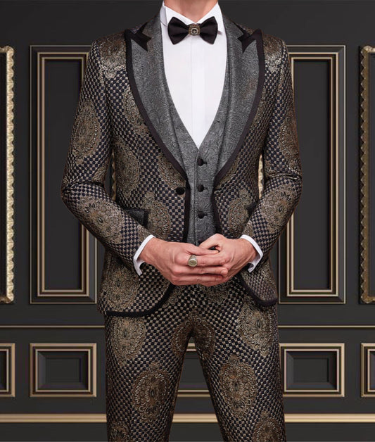 Men's Gold Jaguar Dinner Tuxedo | Bold & Luxurious Formal Wear