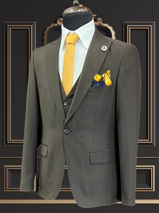 Brown 3 Piece Slim Fit Suit