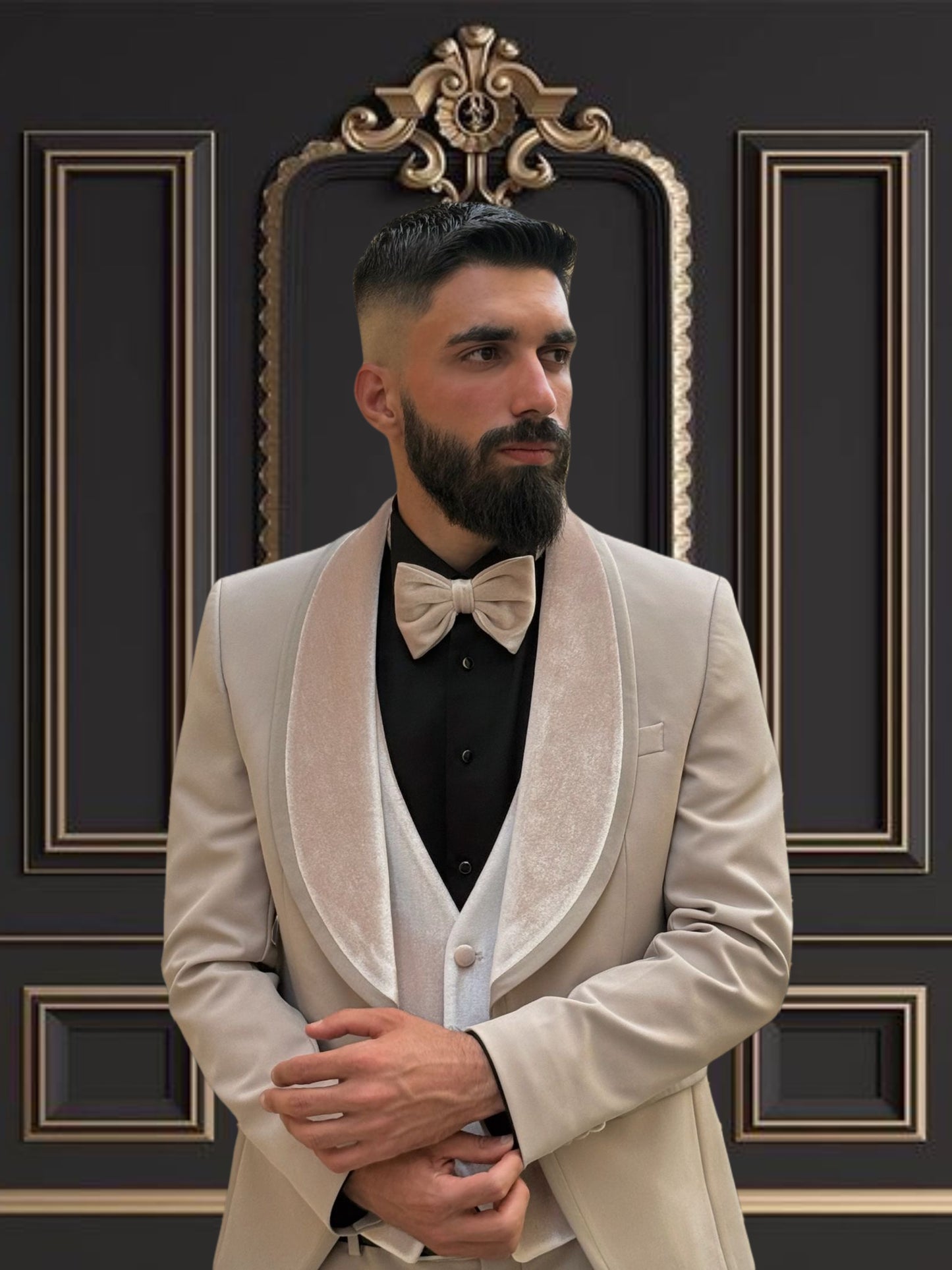 Men's Beige & Champagne Shawl Lapel Tuxedo |  Weddings & Galas