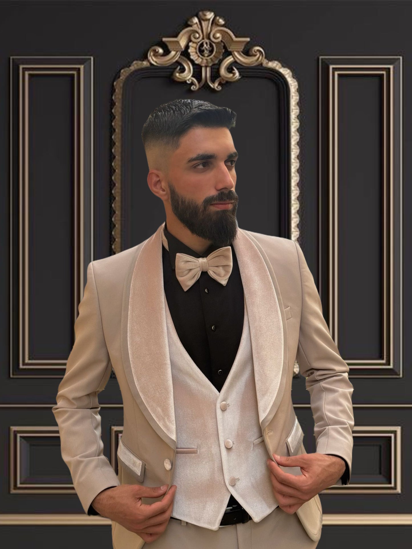 Men's Beige & Champagne Shawl Lapel Tuxedo |  Weddings & Galas