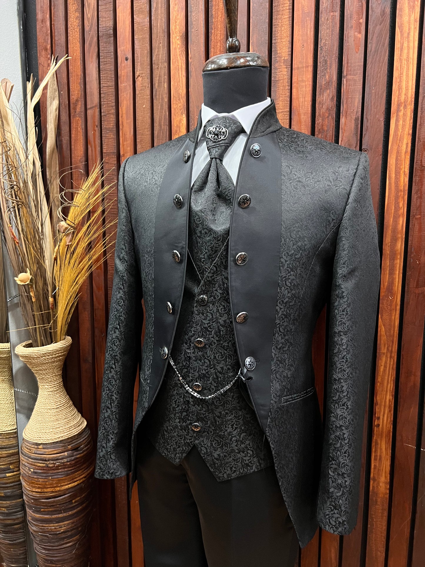 Mens Black Tuxedo | Mandarin Collar Tuxedo | Wedding & Special Events