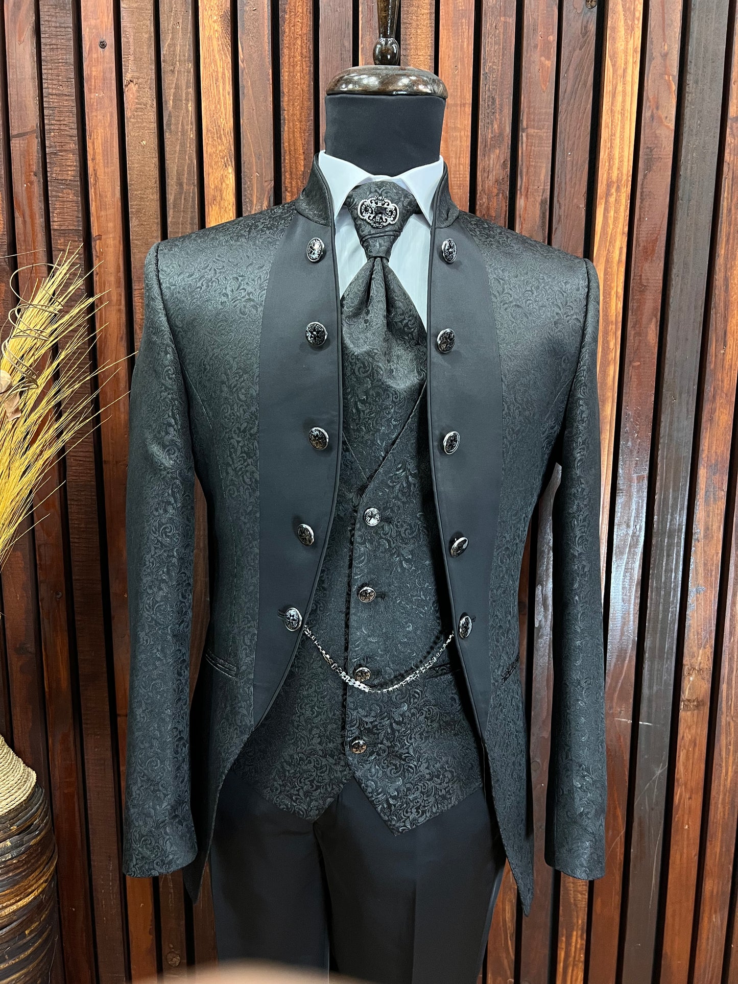 Mens Black Tuxedo | Mandarin Collar Tuxedo | Wedding & Special Events