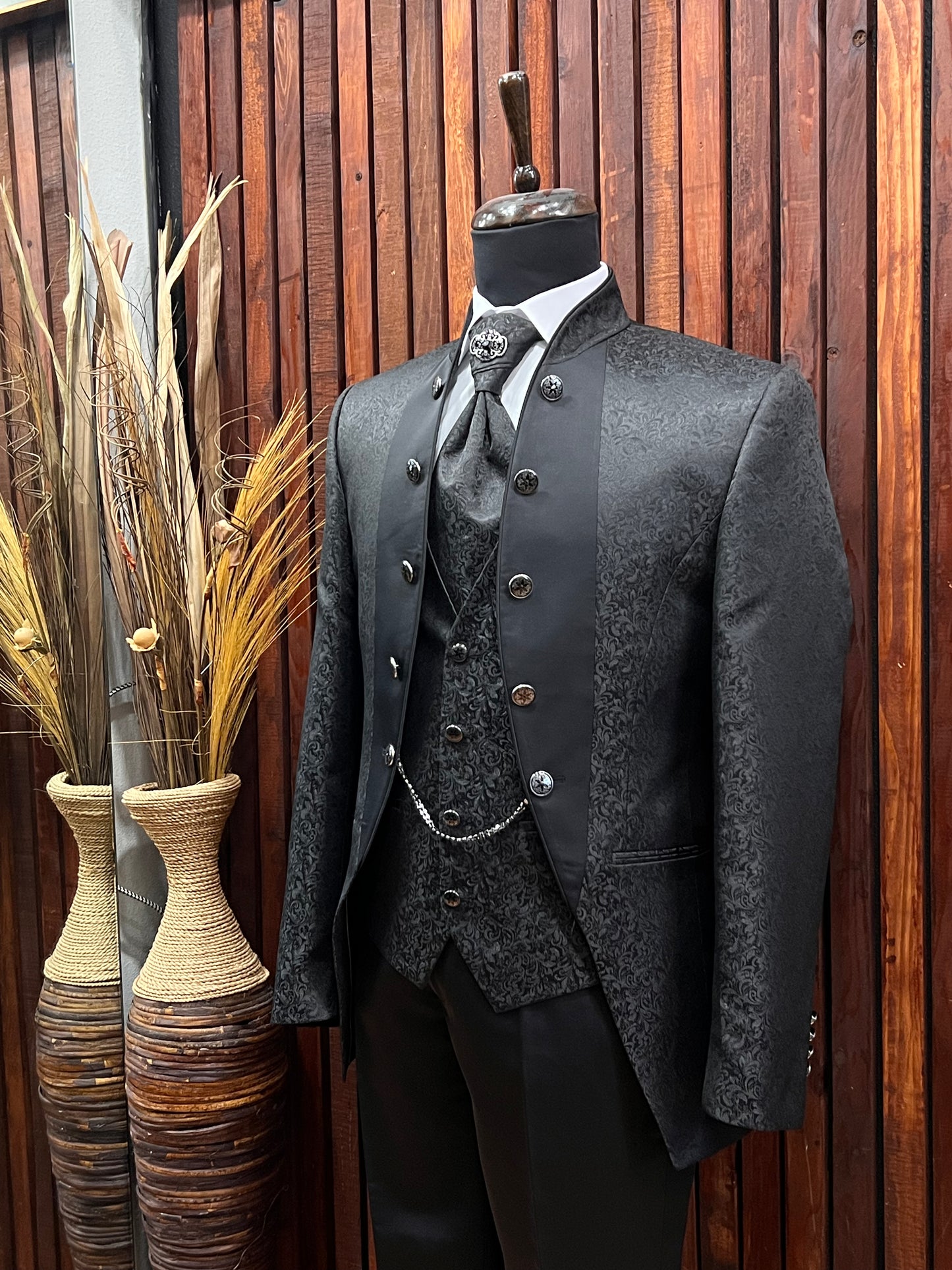 Mens Black Tuxedo | Mandarin Collar Tuxedo | Wedding & Special Events