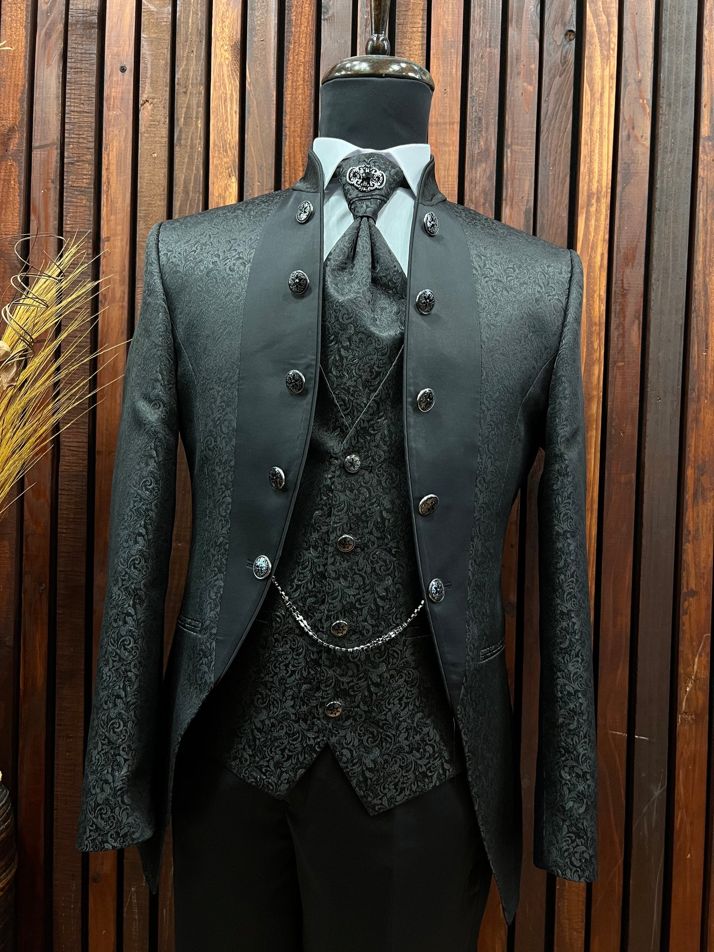 Mens Black Tuxedo | Mandarin Collar Tuxedo | Wedding & Special Events