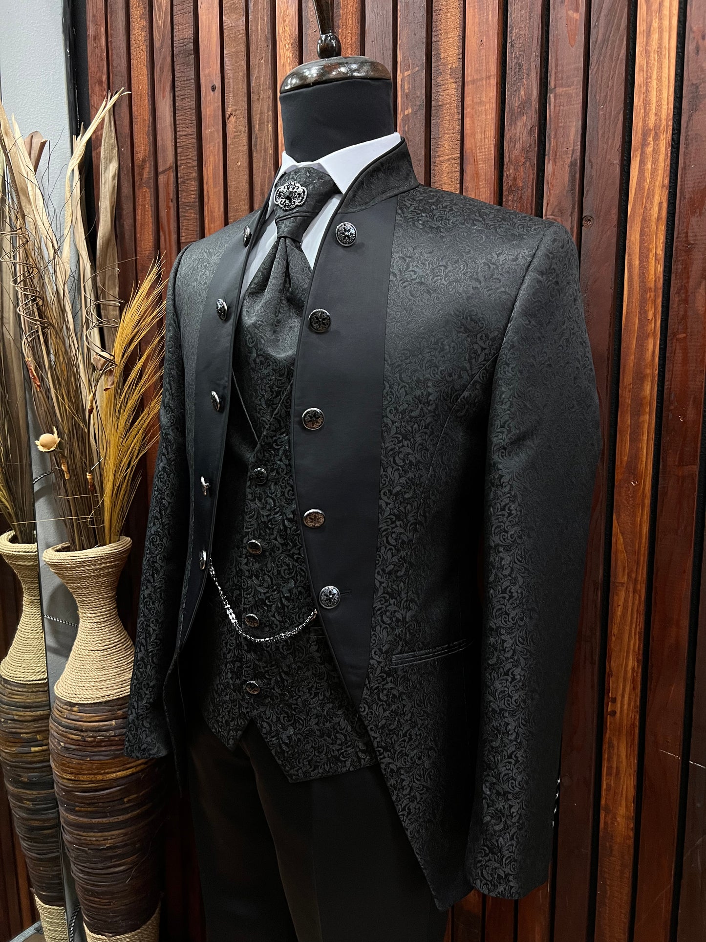 Mens Black Tuxedo | Mandarin Collar Tuxedo | Wedding & Special Events