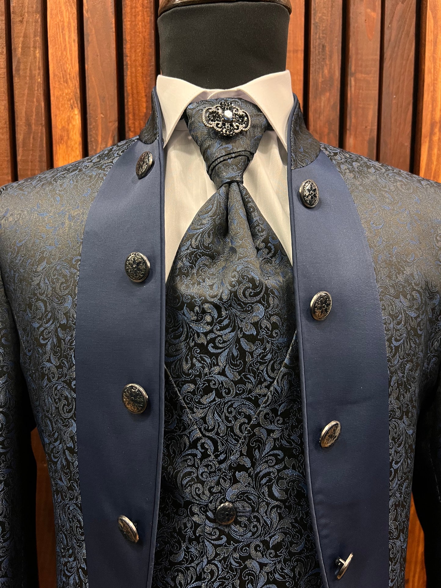 Mens Blue Tuxedo | Mandarin Collar Tuxedo | Wedding & Special Events