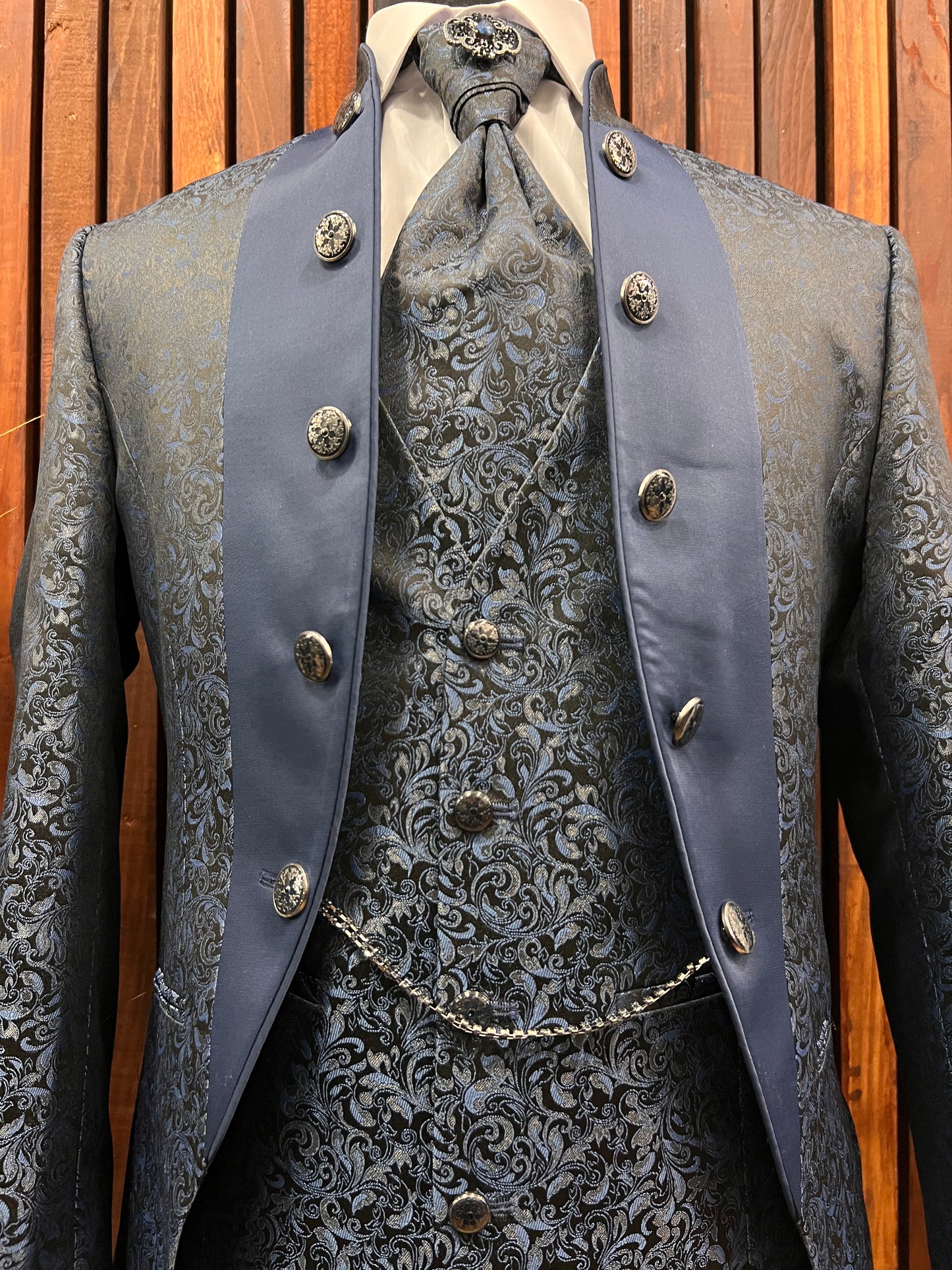 Mens Blue Tuxedo | Mandarin Collar Tuxedo | Wedding & Special Events